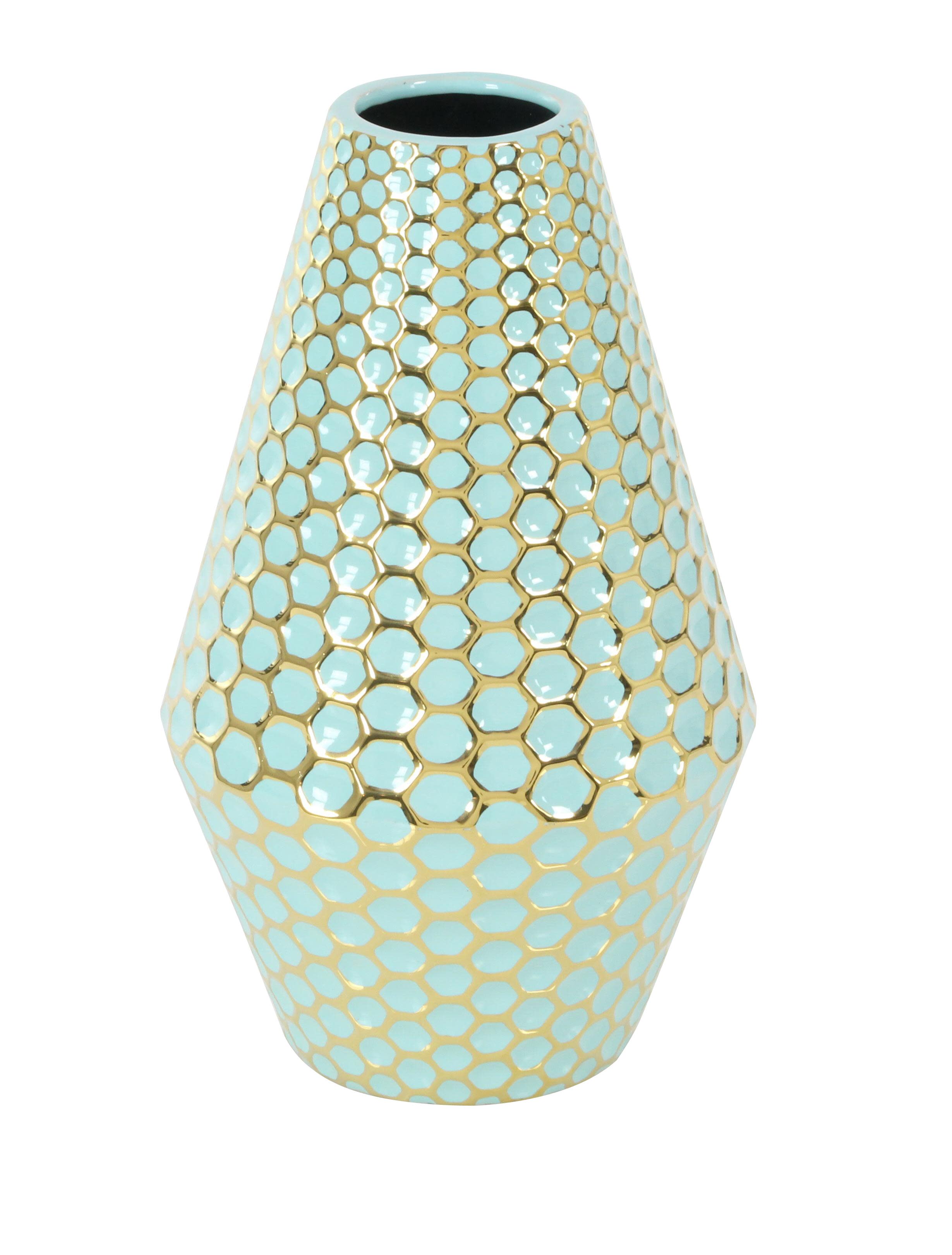 blue ceramic  vase, 8" x 8" x 14"