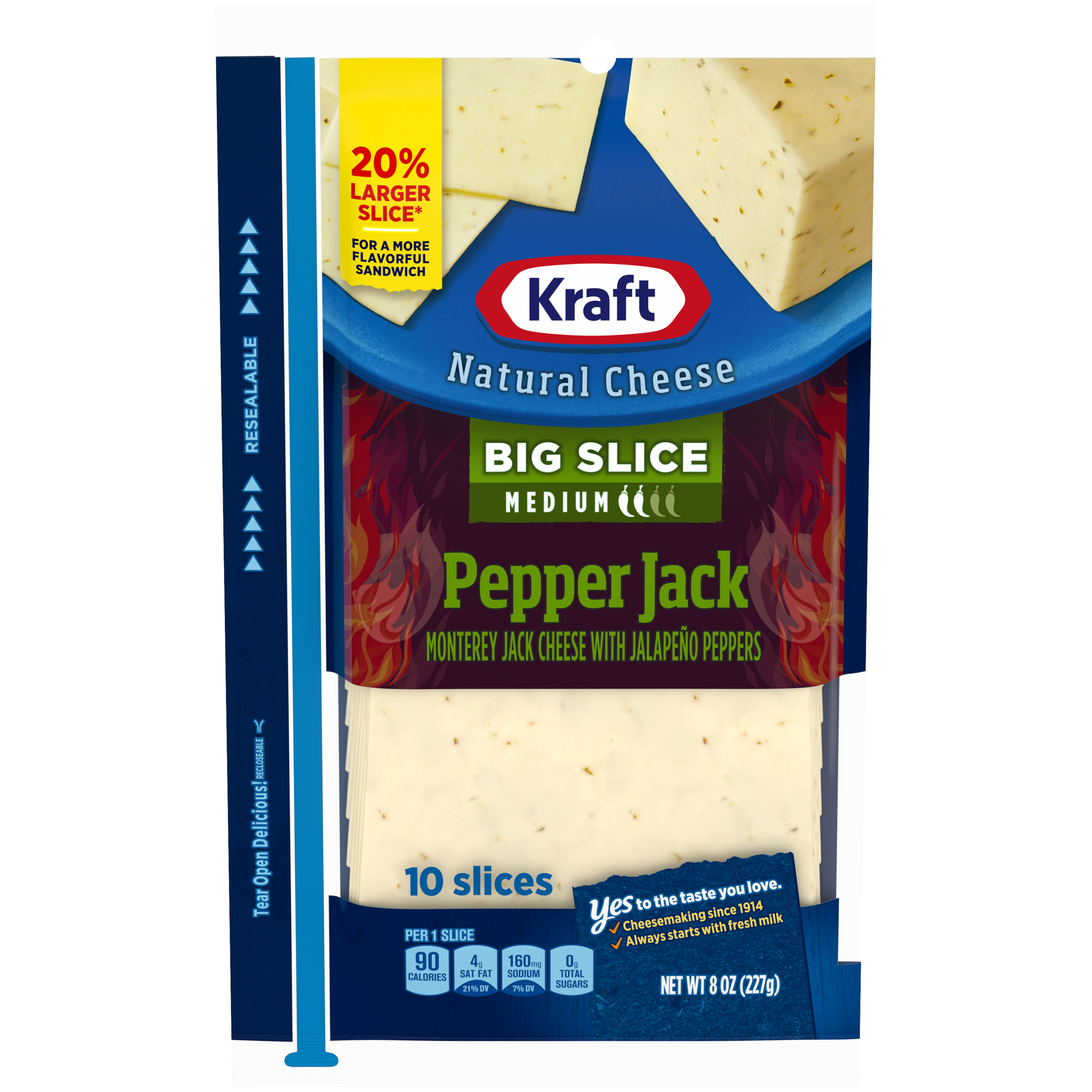 Kraft Big Slice Pepper Jack Natural Cheese Slices 10 slices 8 oz