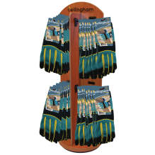 Bellingham SRCPERFW Women's Performance Leather Palm Gloves Wooden Carousel Countertop Display, 48 Pairs