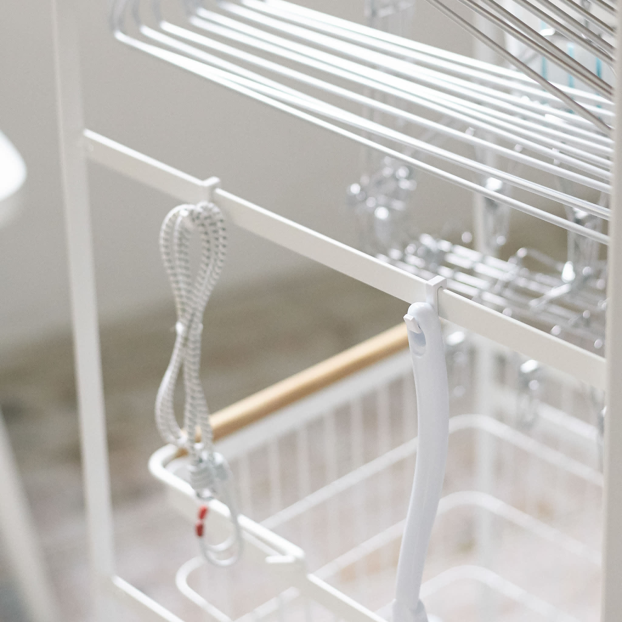 Wood-Top Laundry Wagon : Practical Additional Hooks