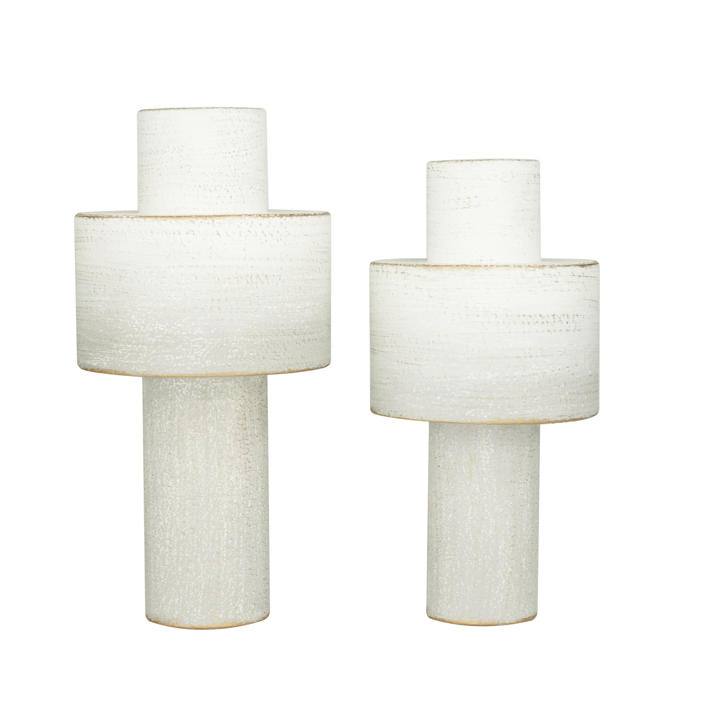 CosmoLiving by Cosmopolitan White Metal  Decorative Vase, Set of 2 16", 15"H