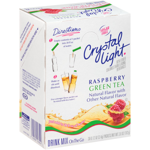  CRYSTAL LIGHT Single Serve Sugar-Free Raspberry Green Tea On-the-Go Powdered Mix, 30-0.1 oz. Packets (Pack of 4 Boxes) 