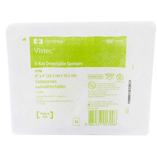 Vistec™ X-Ray Detectable Sponge Sterile 4" x 8" 12Ply - 10/Box