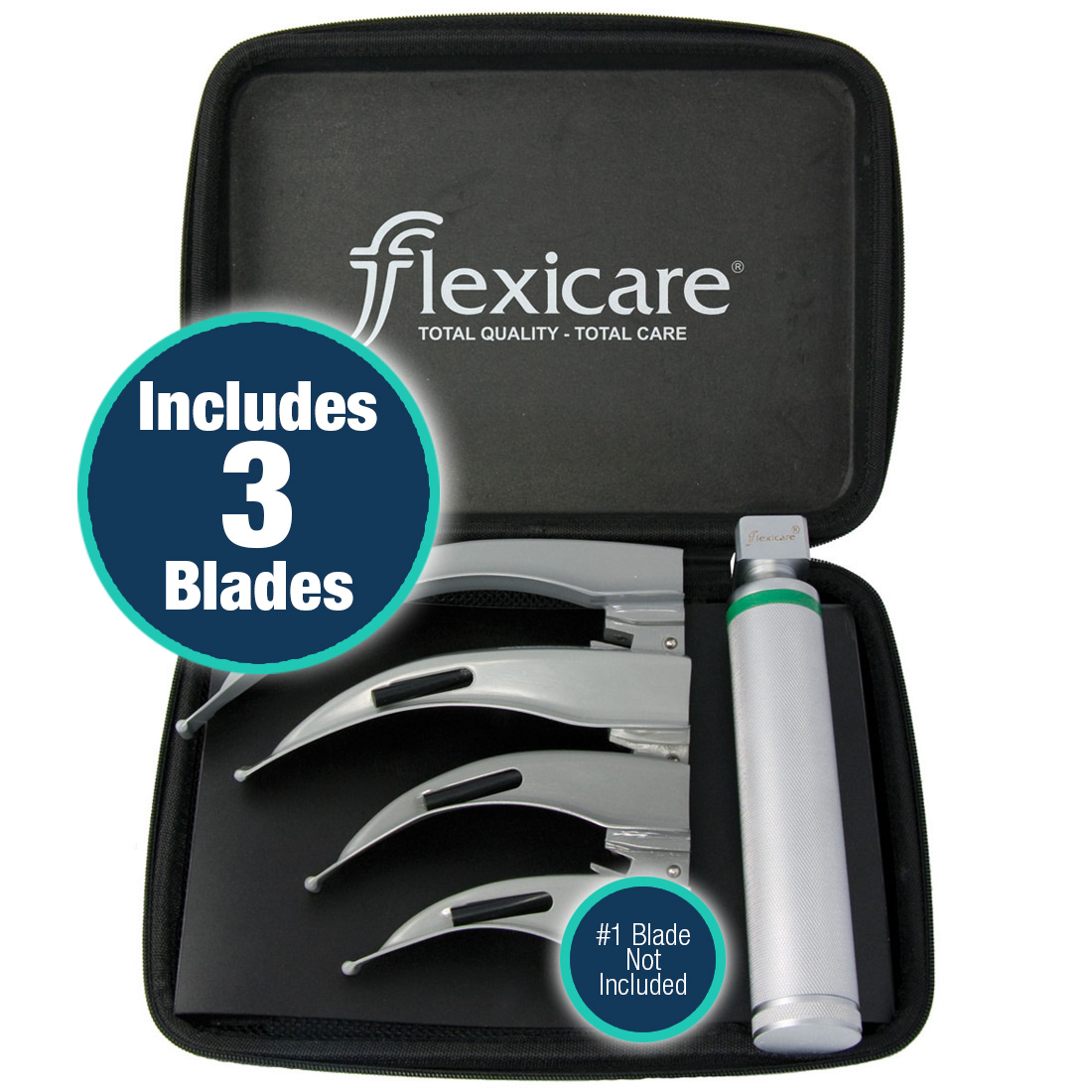 Flexicare Fiber-Optic Laryngoscope Box Sets - With 3 Macintosh blades sizes 2, 3 & 4