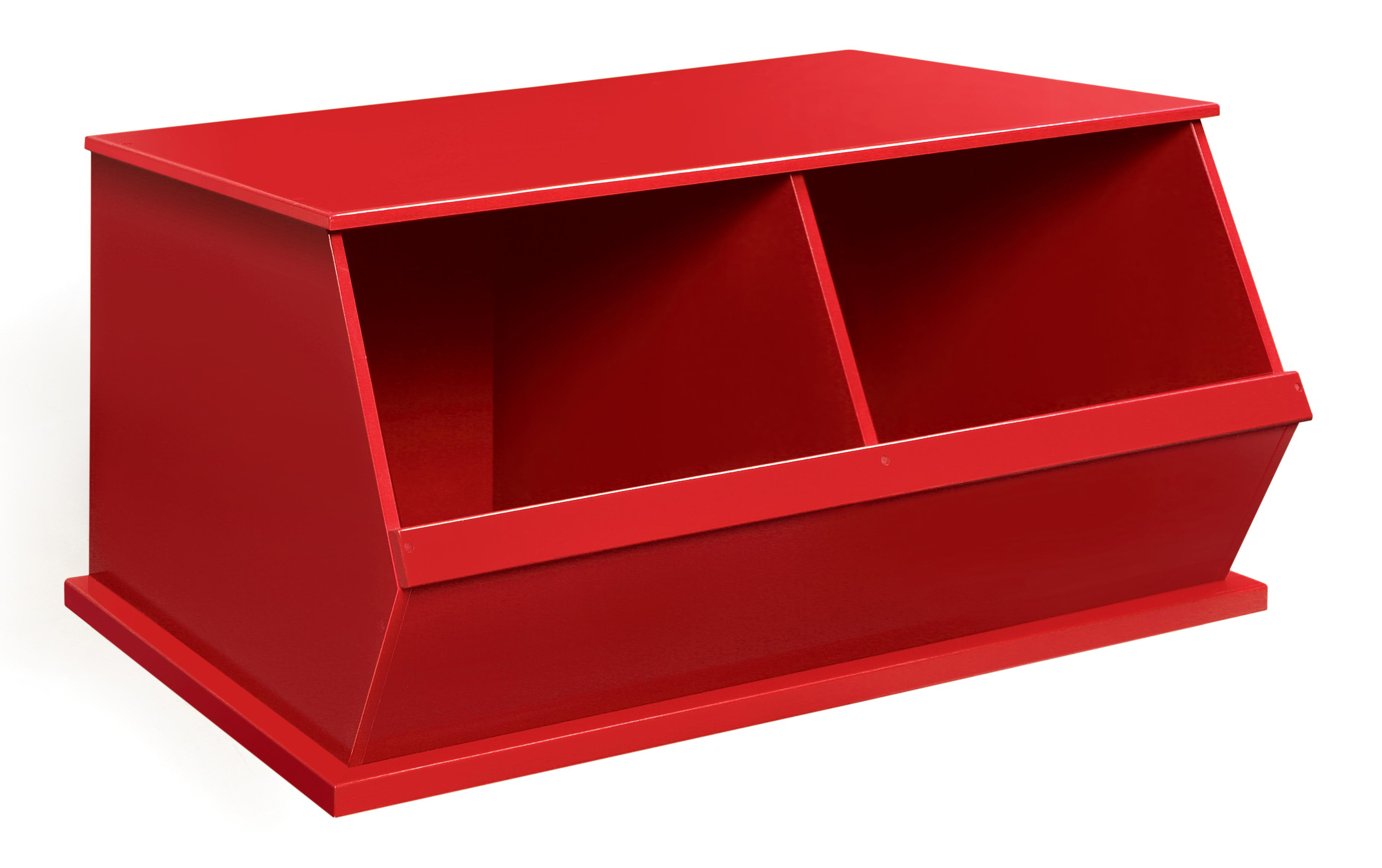 Two Bin Stackable Storage Cubby - Red