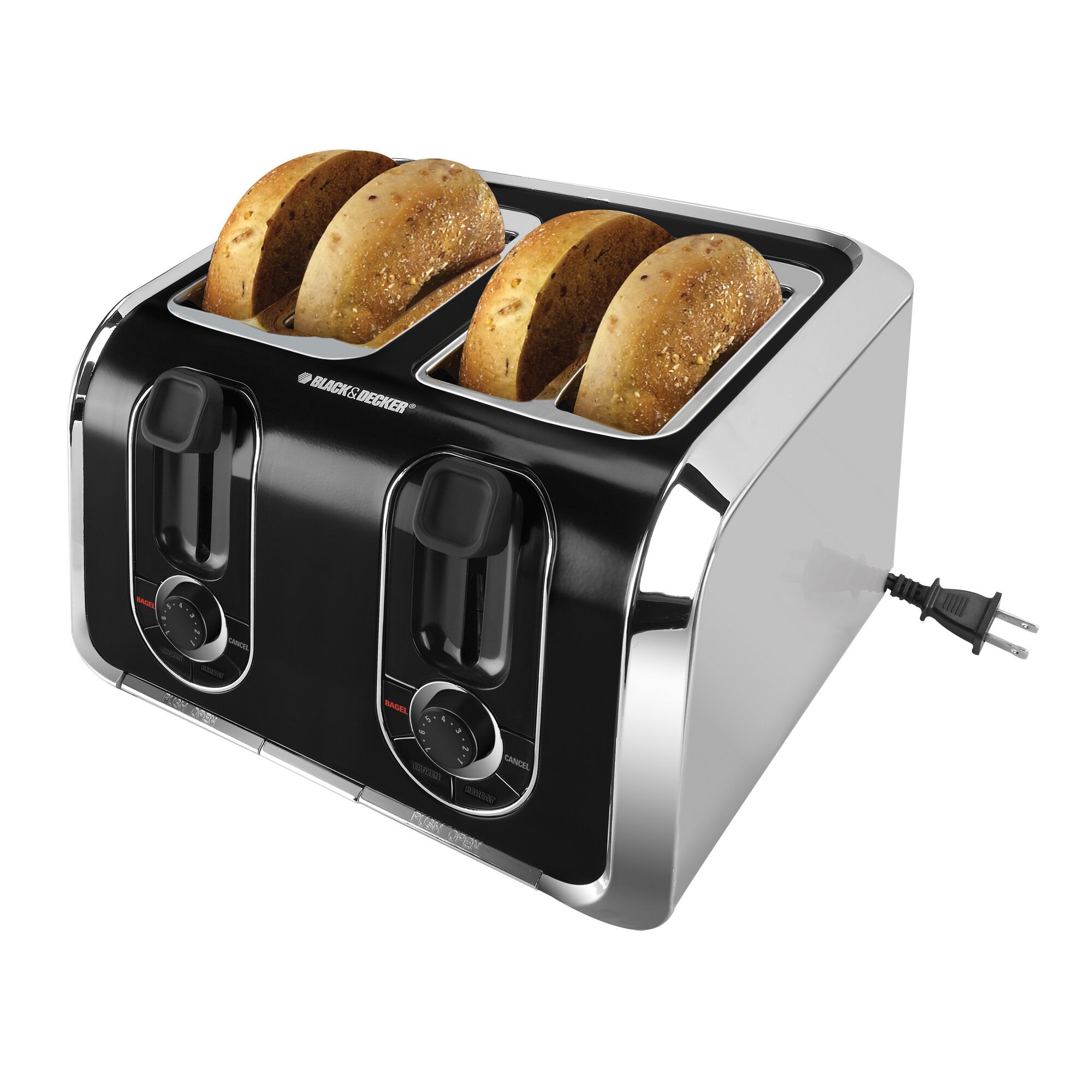 4 slice toaster with bagels.