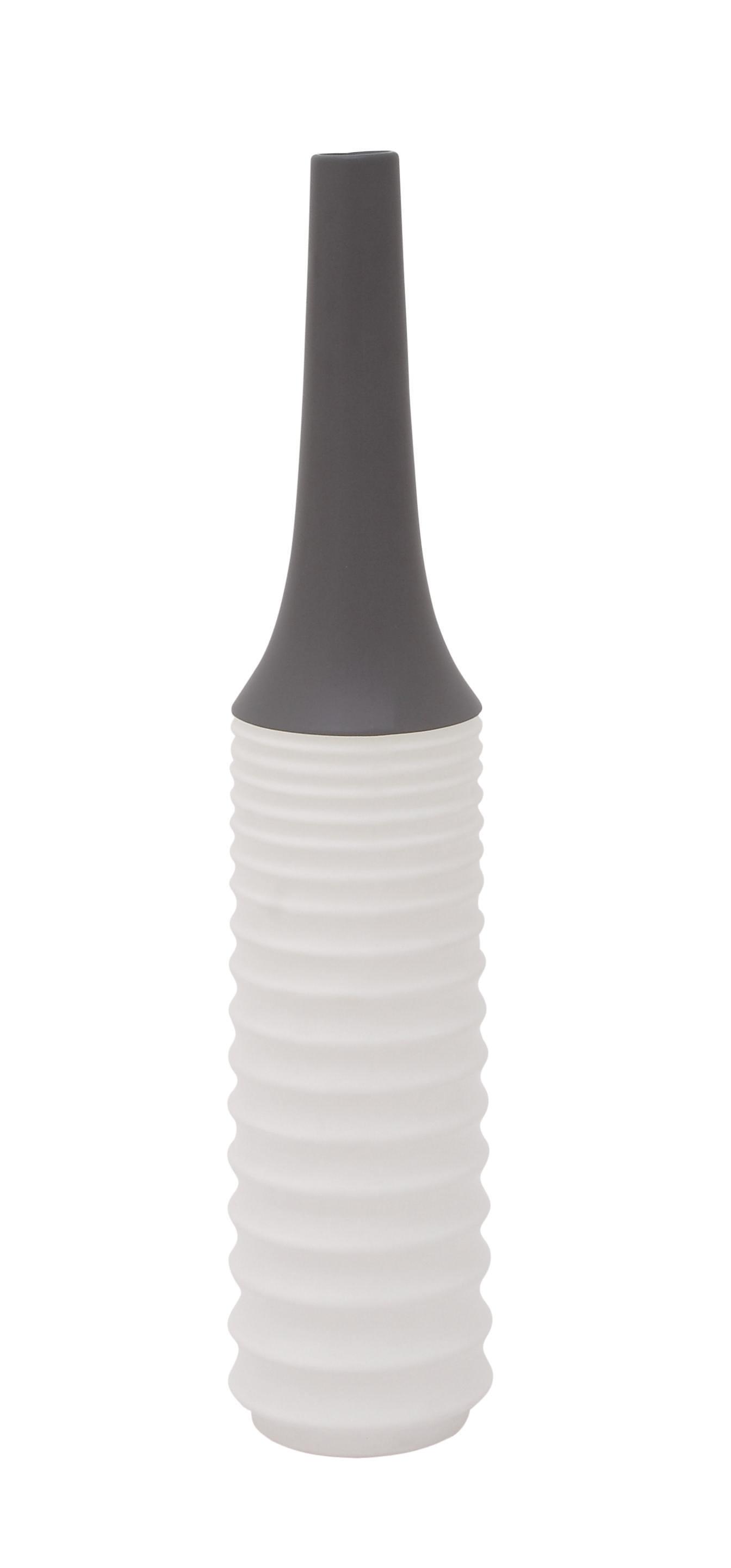 White Stoneware Modern Vase, 24" x 5" x 5"