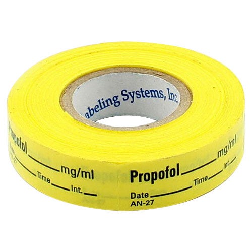 Propofol Labels, Yellow, - 333/Roll