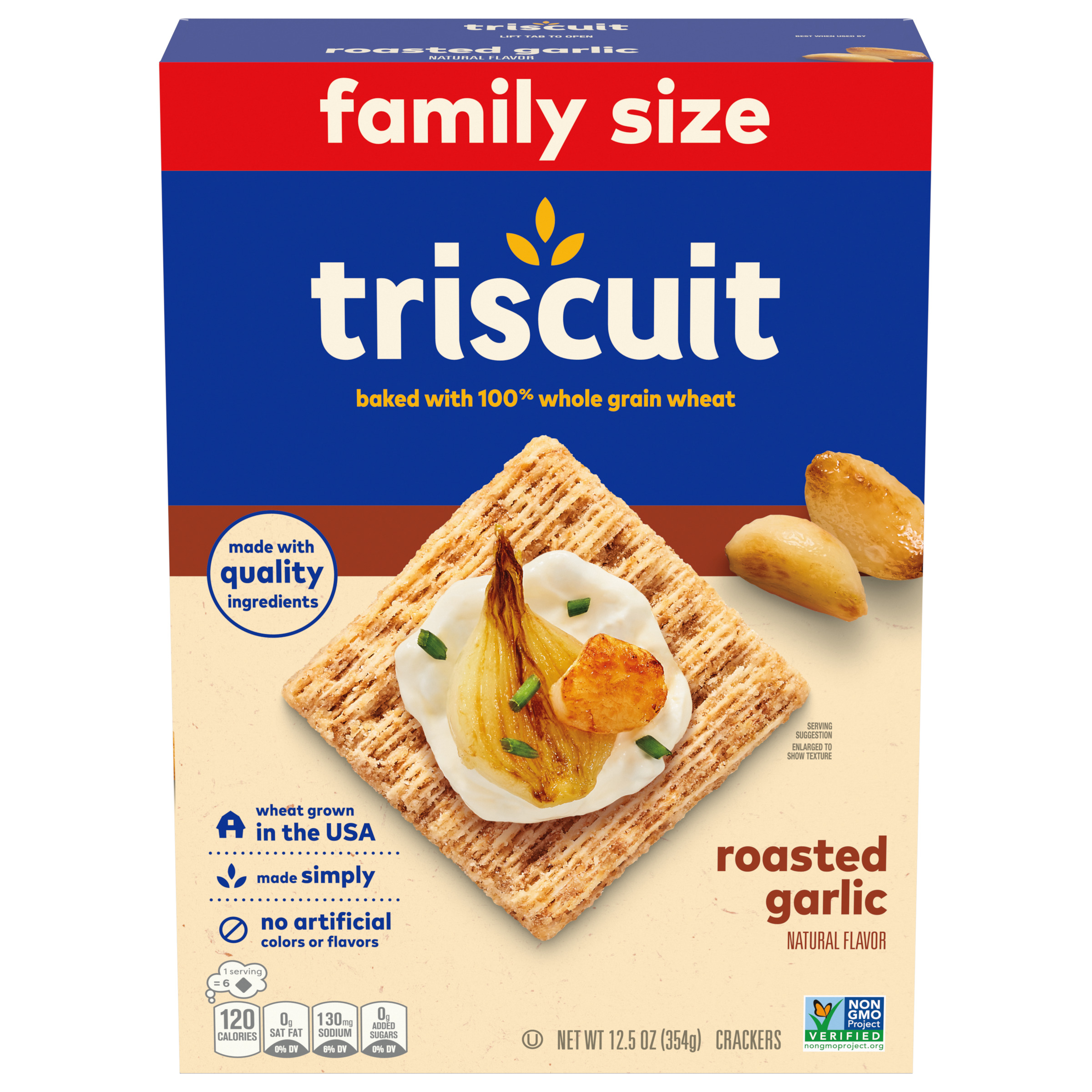 Triscuit Roasted Garlic Whole Grain Wheat Crackers, Family Size, 12.5 oz-1