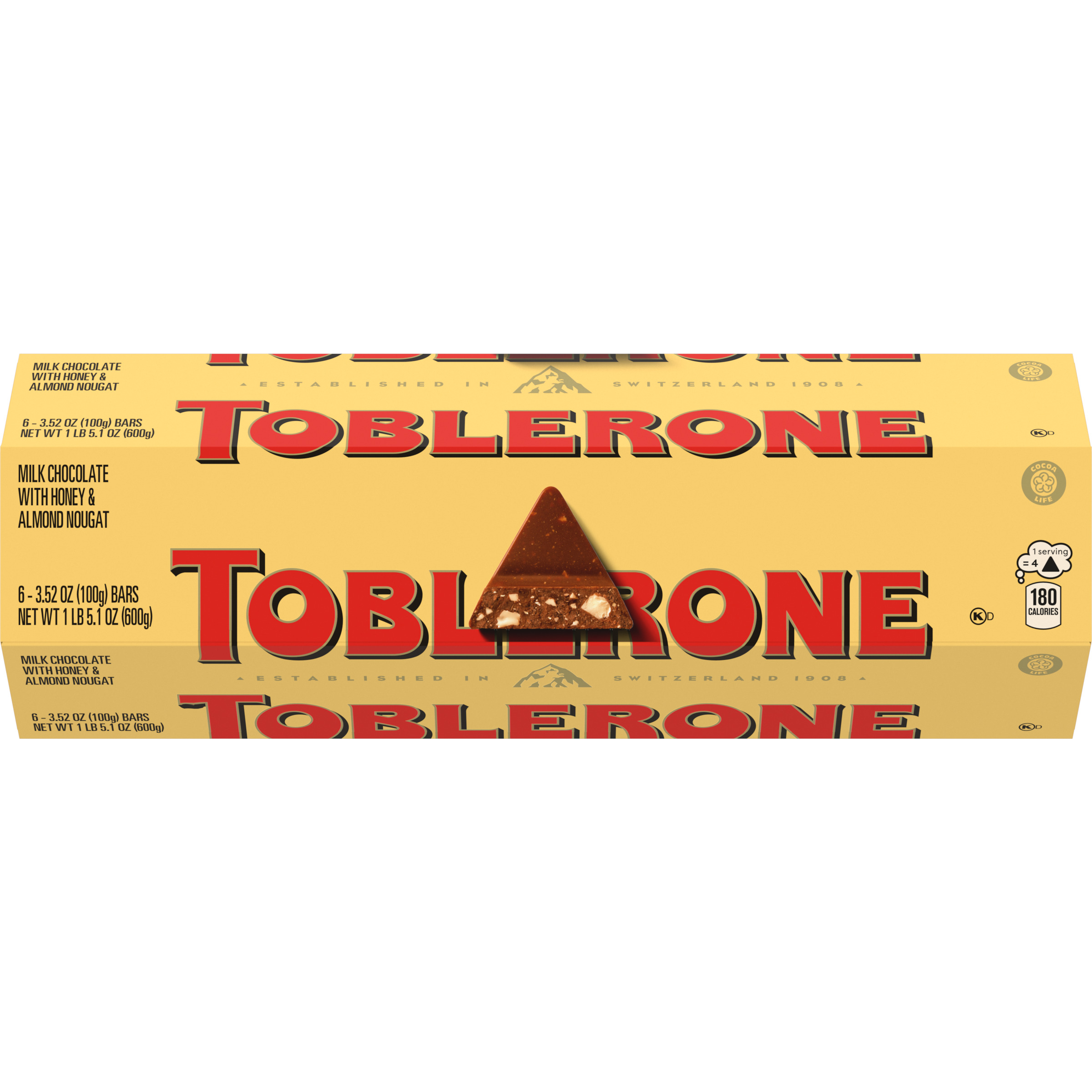 Toblerone Swiss Milk Chocolate Candy Bars with Honey and Almond Nougat, 6 - 3.52 oz Bars-10