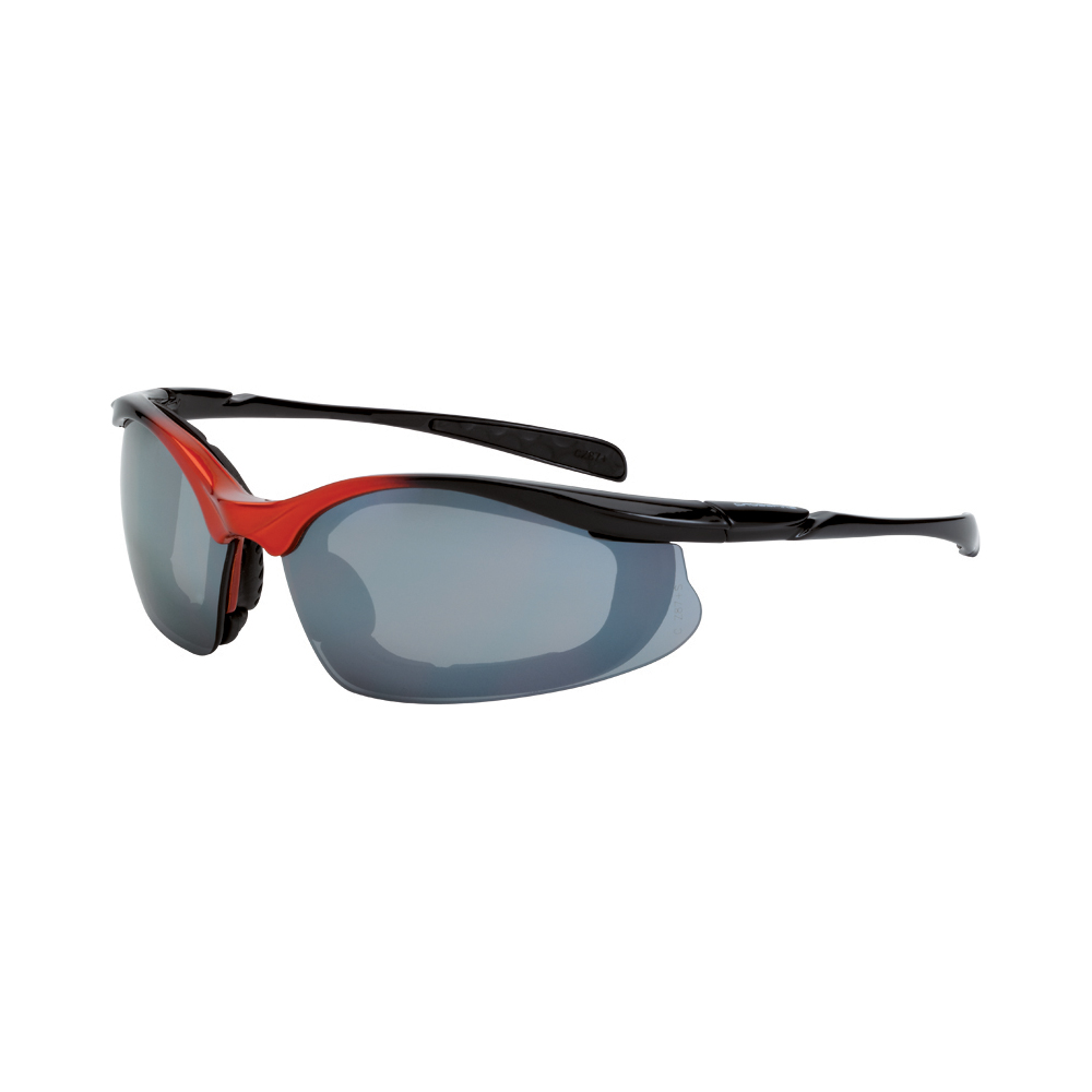 Concept Foam Lined Safety Eyewear - Orange/Black Frame - Silver Mirror Lens