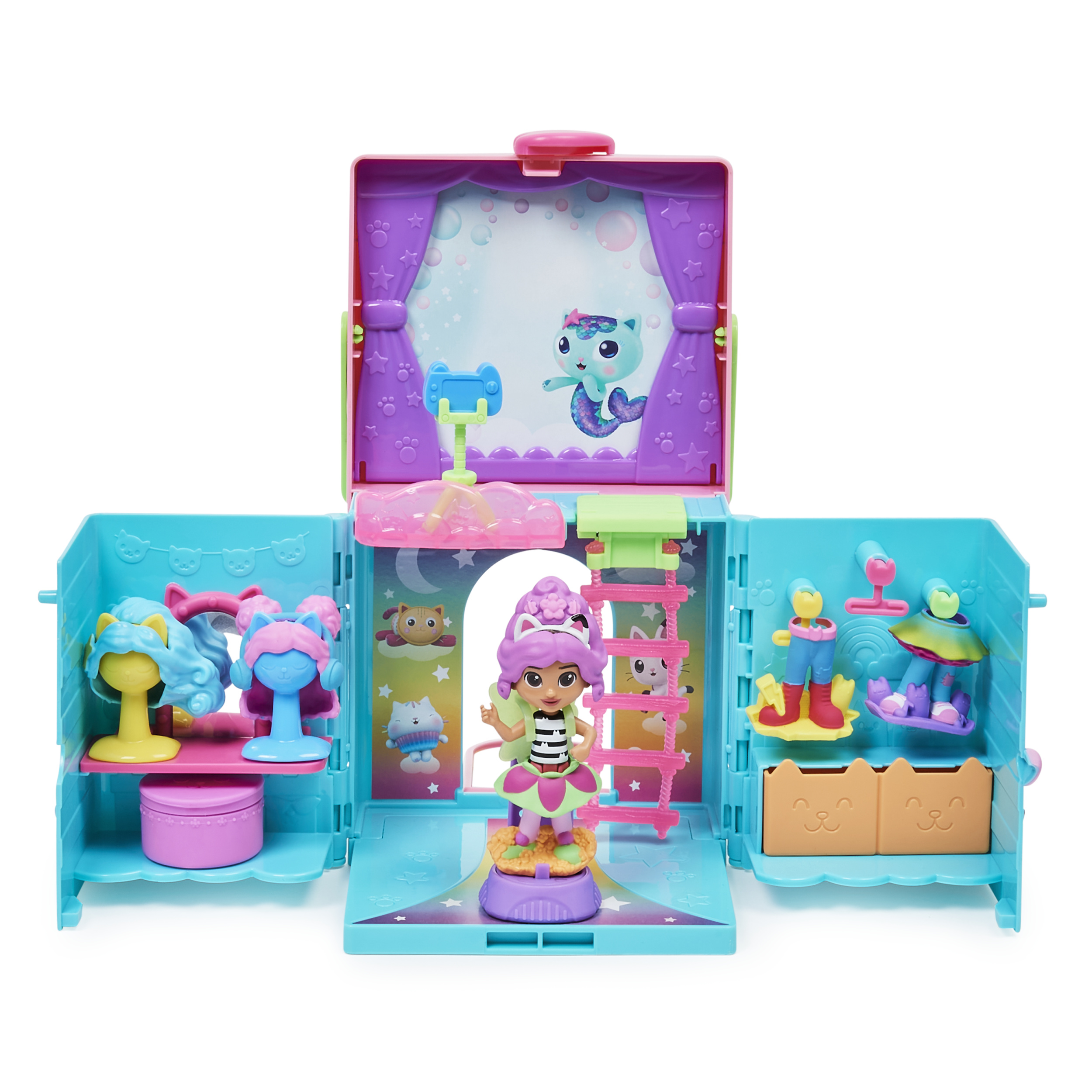 Gabby’s Dollhouse, DressUp Closet Portable Playset with a Gabby Doll