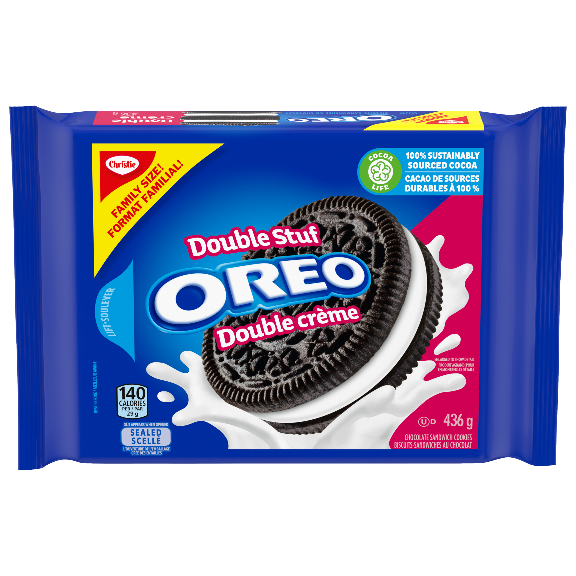 OREO Double Stuf Sandwich Cookies, 1 Family Size Resealable Pack (436g)-thumbnail-0