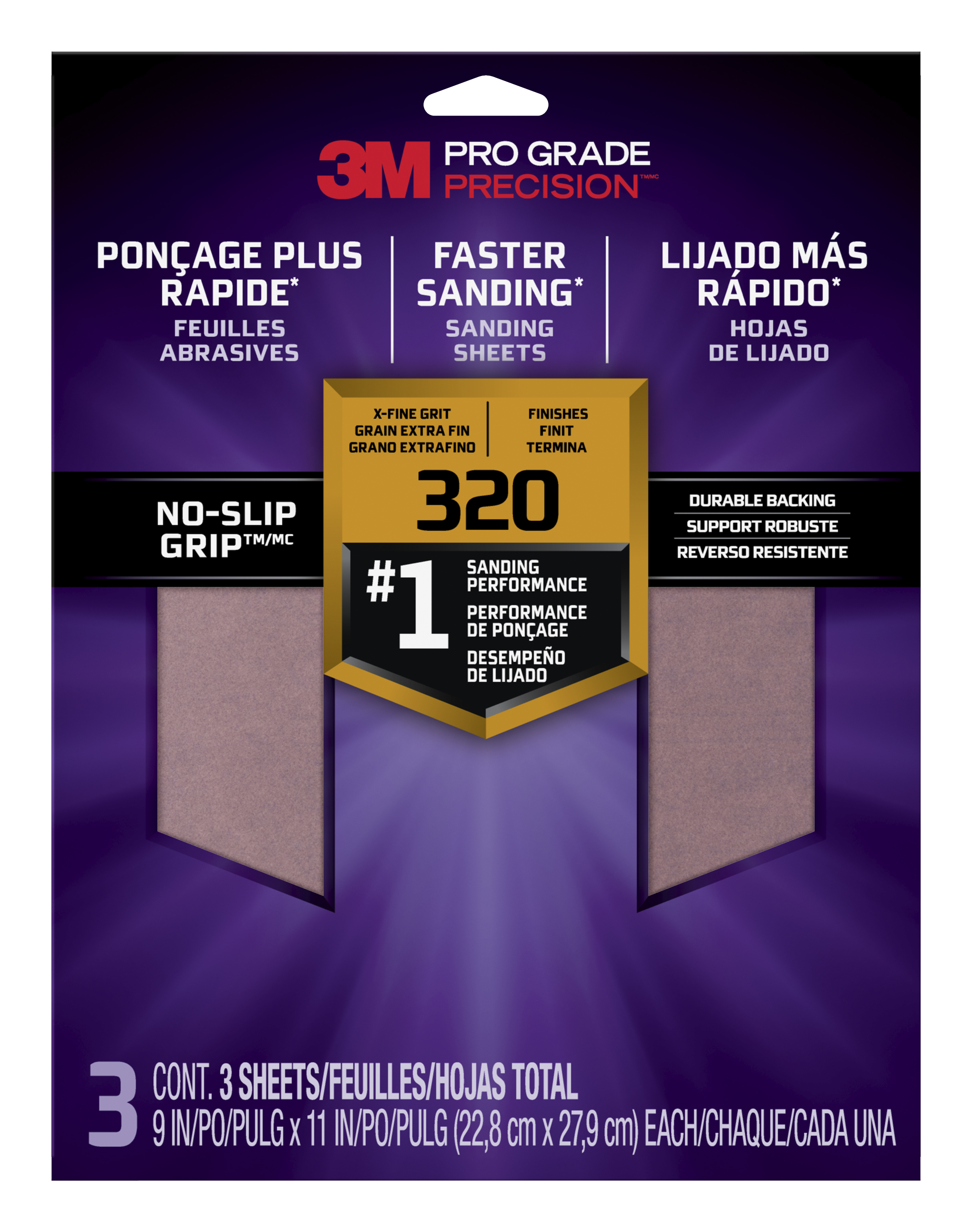 9"X11" 320G PRO SANDPAPER 3PK