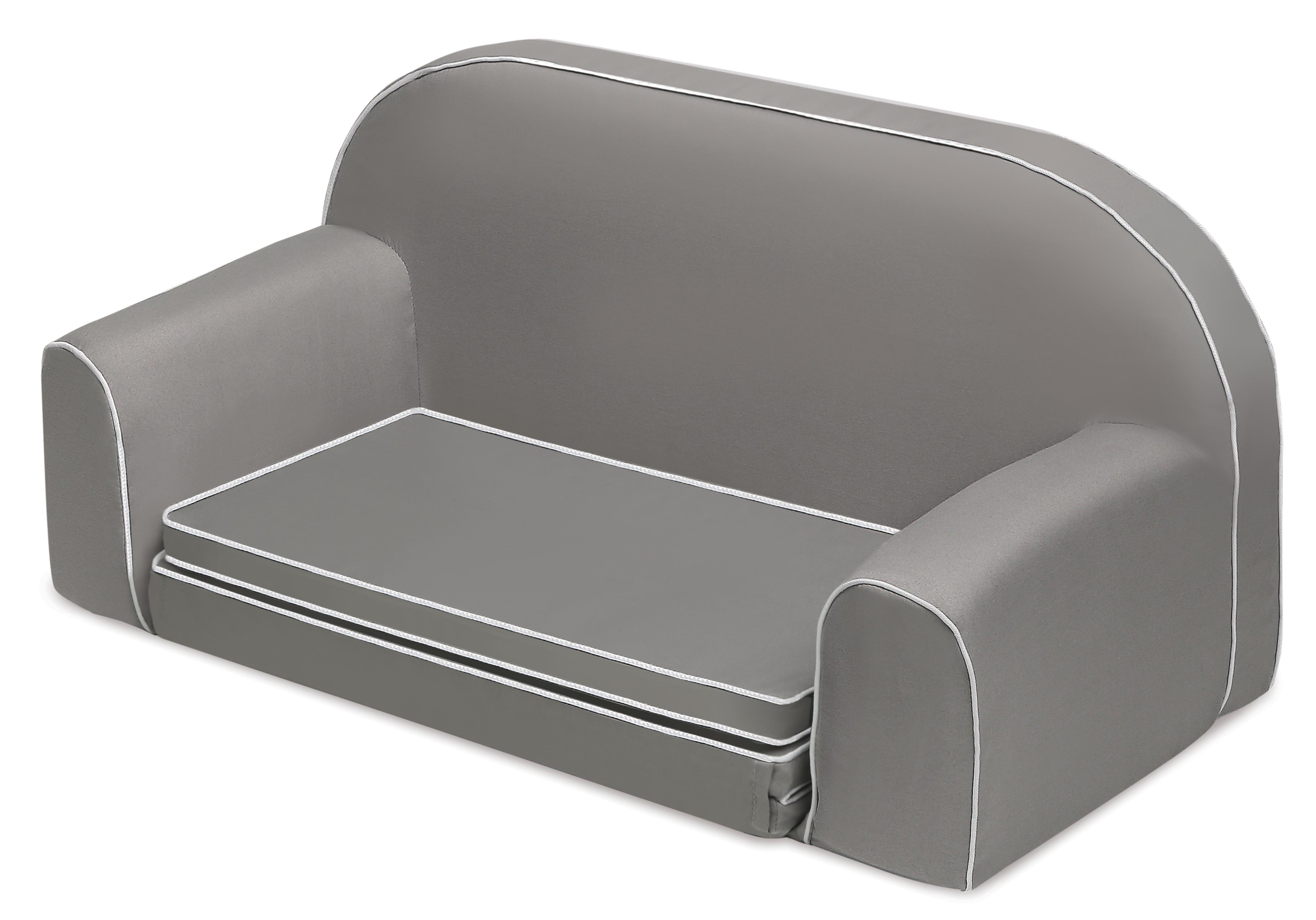 Upholstered Doll Sofa with Foldout Bed and Storage Pockets - Executive Gray