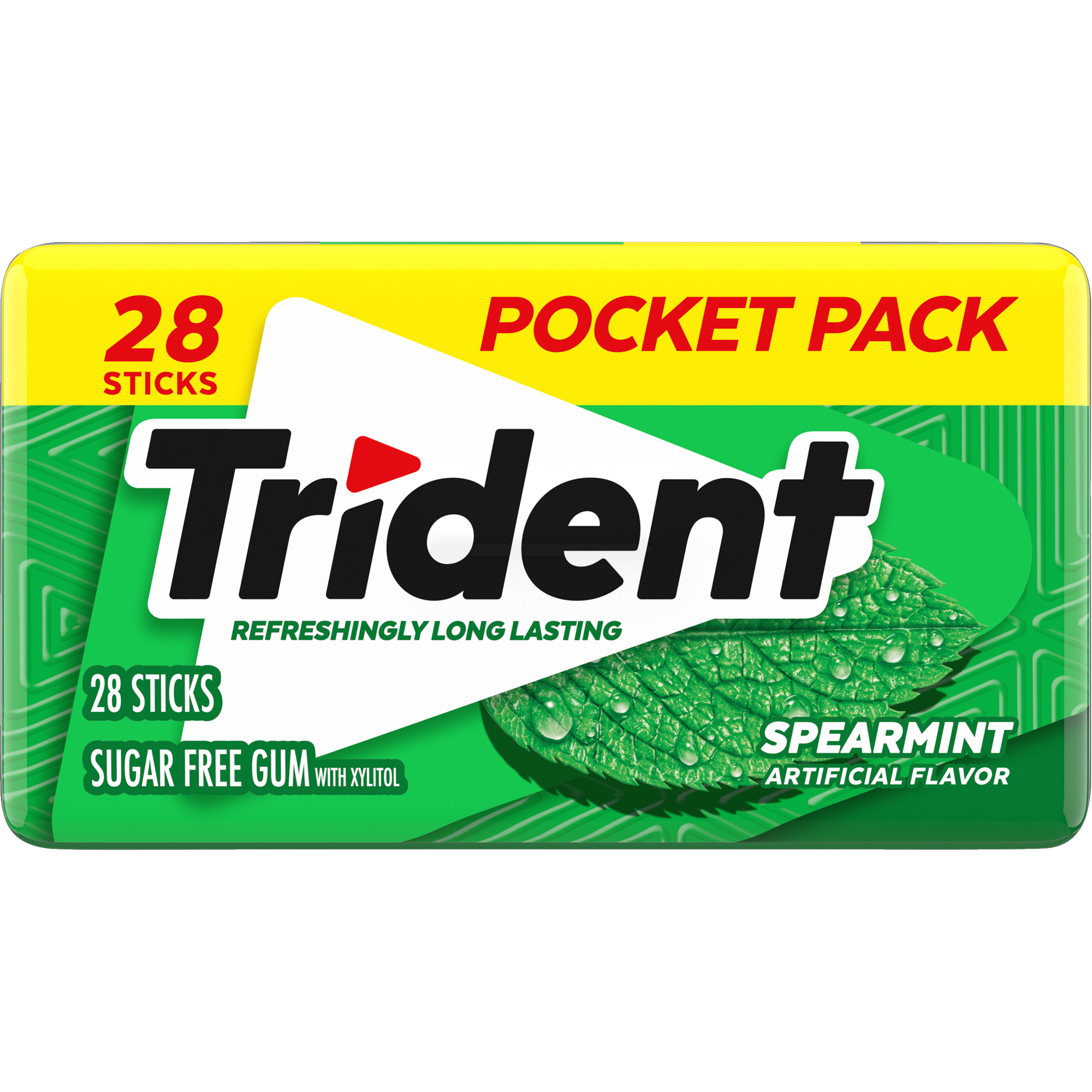 Trident Spearmint Sugar Free Gum, 28 Piece Pocket Pack-thumbnail-1