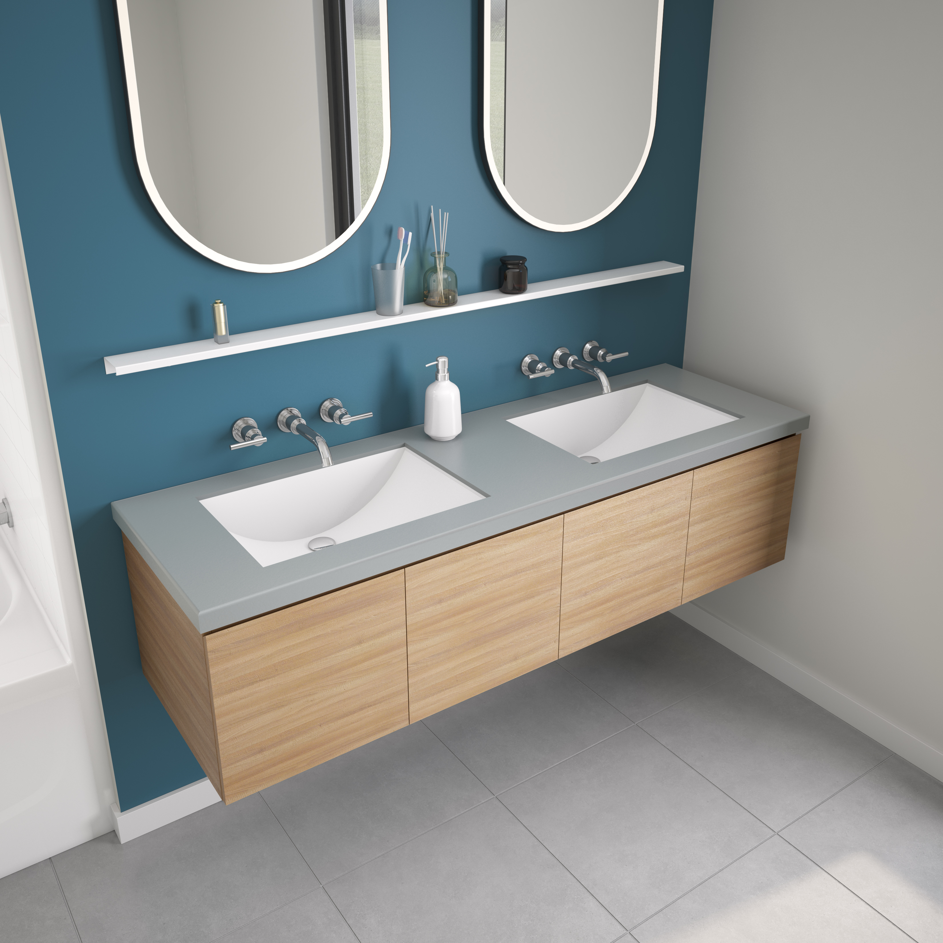 Odile 57 in. Long Shelf in White