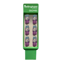 Bellingham FS6-C7785AC Women's Synthetic Palm Garden Gloves 6 Peg Free Standing Corrugated Display, 36 Pairs