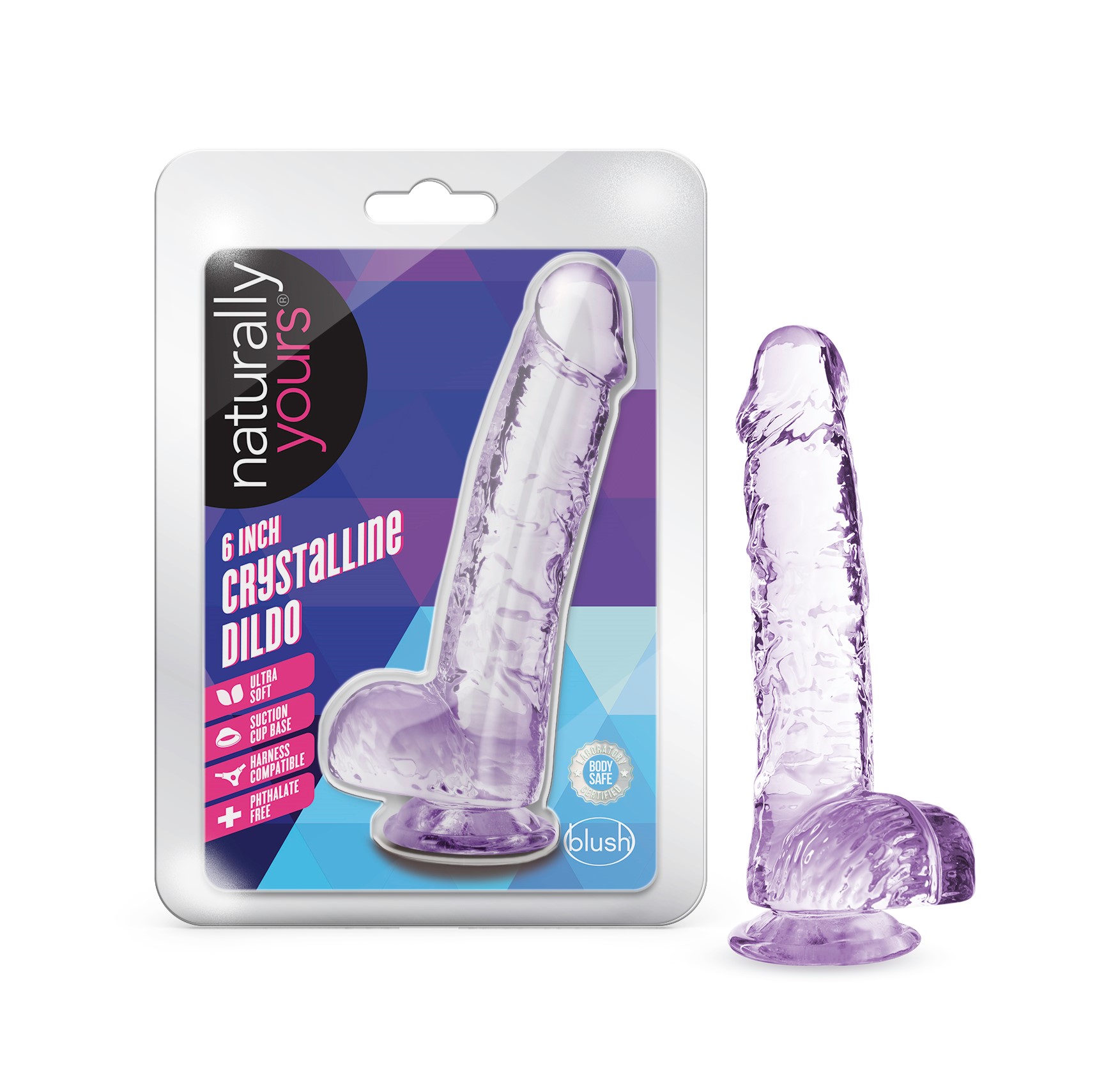 Blush Naturally Yours Realistic Amethyst 6-Inch Long Dildo With Balls & Suction Cup Base