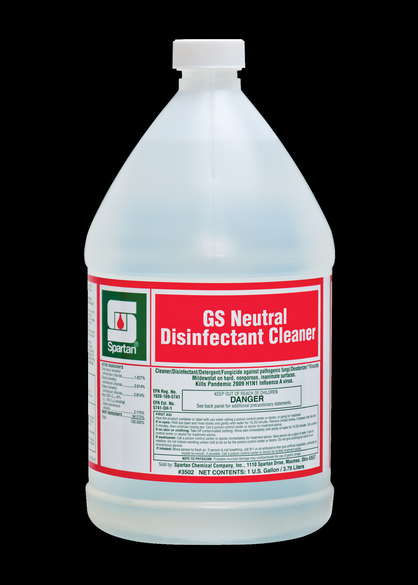 Spartan Chemical Company GS Neutral Disinfectant Cleaner, 1 Gallon Jug