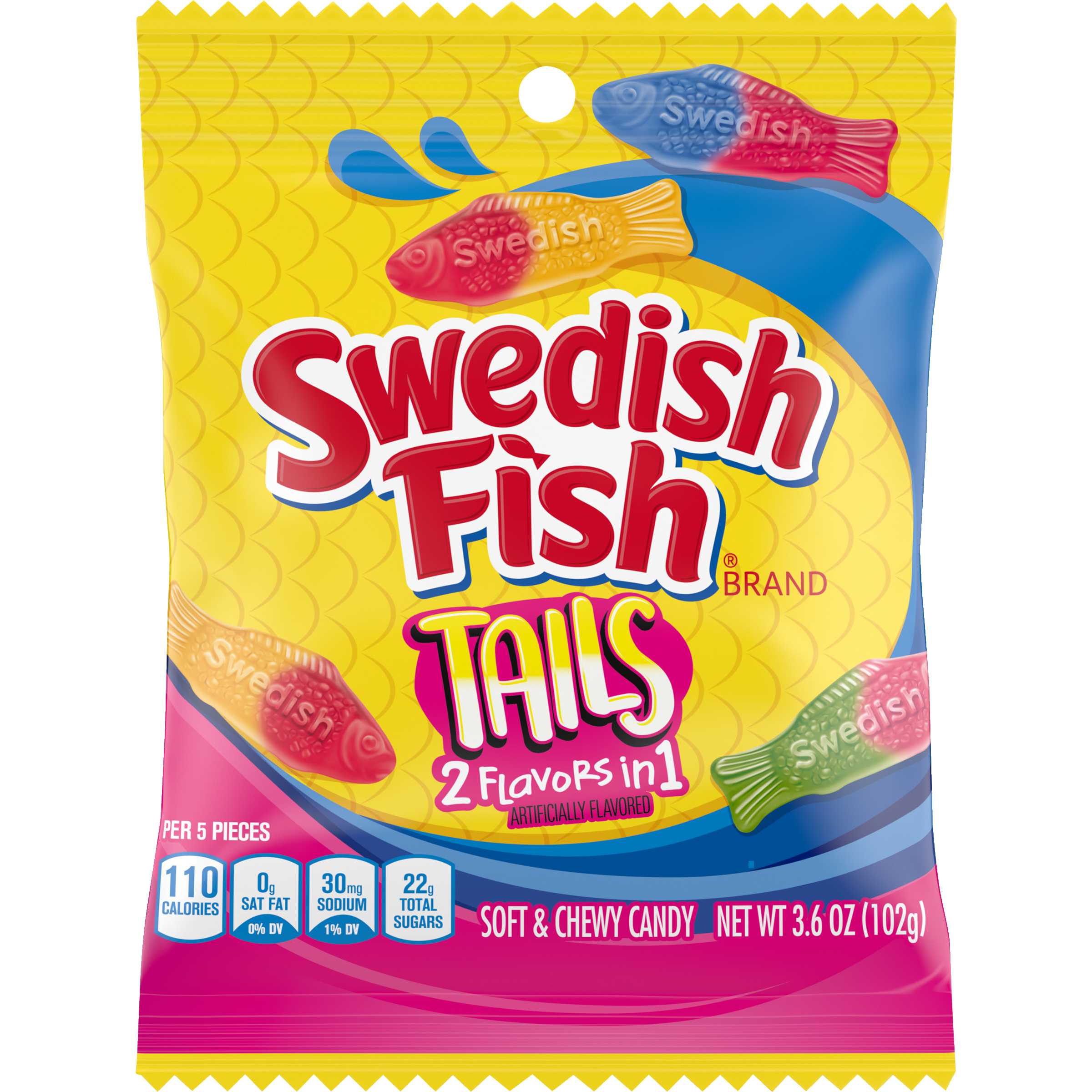 SWEDISH FISH Tails 2 Flavors in 1 Soft & Chewy Candy, 3.6 oz-1