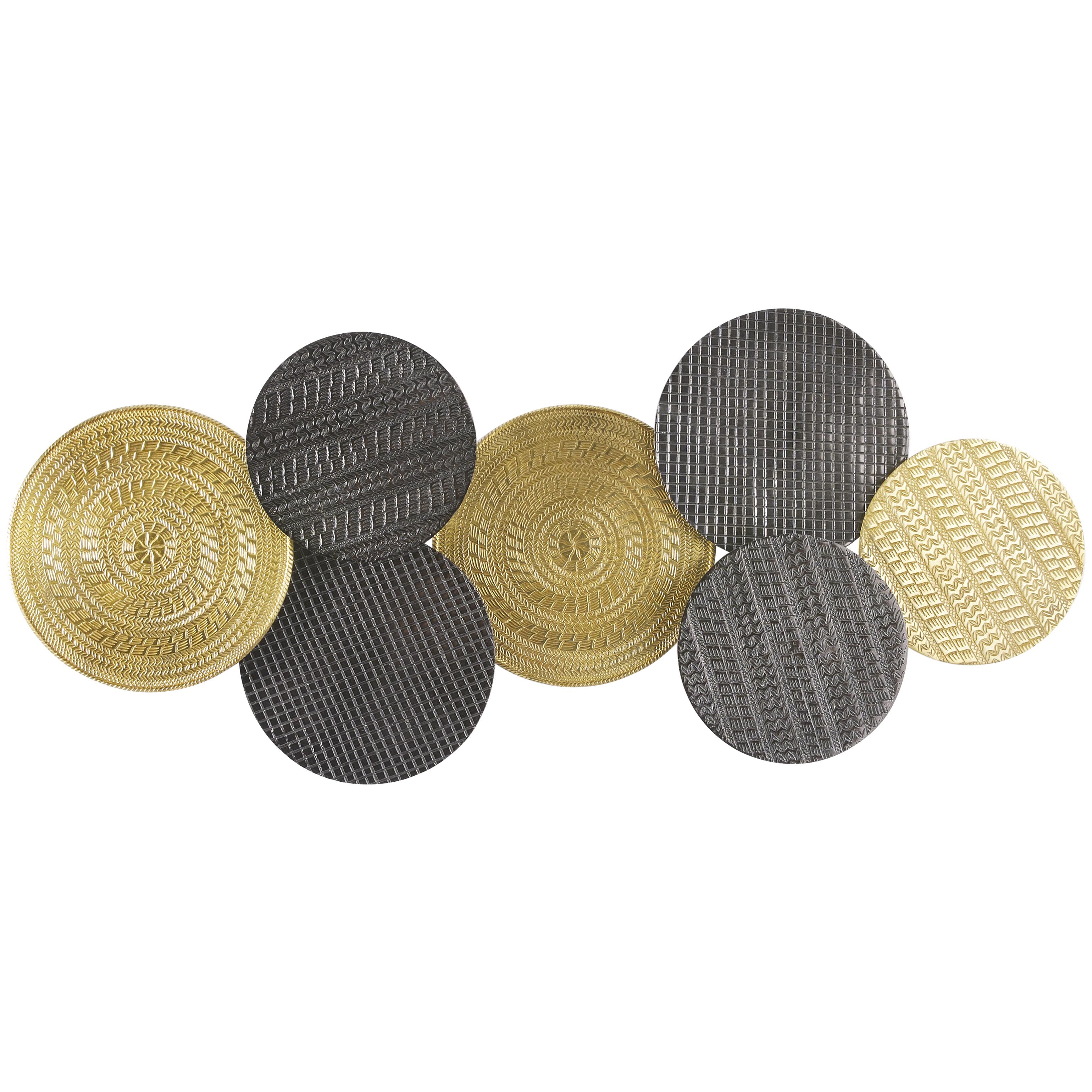 Gold Aluminum Metal Plate Tribal Home Wall Decor with Textured Pattern, 42" x 4" x 19"