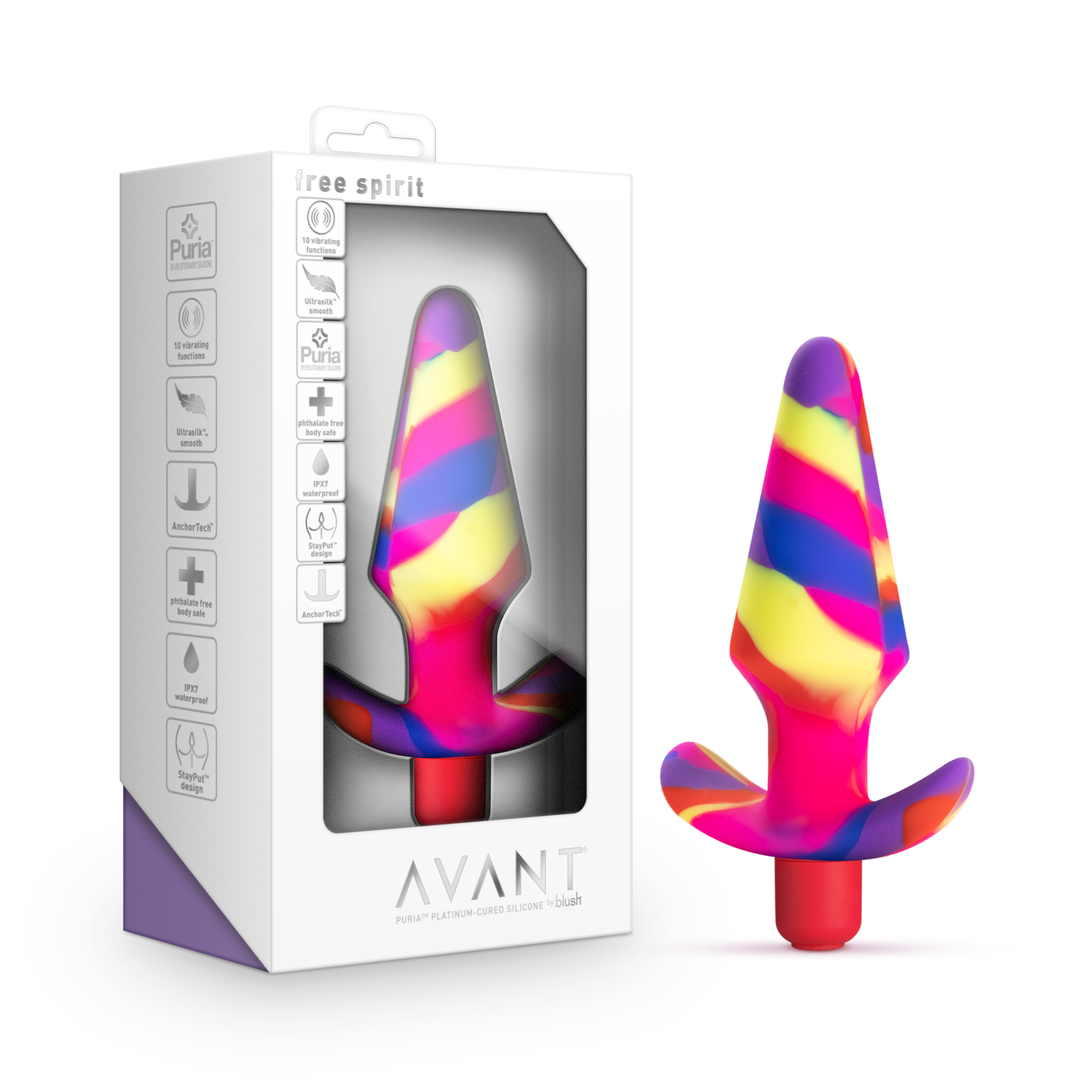 Blush Avant / Free Spirit Scarlet: Artisan 5 Inch Vibrating Stayput? Butt Plug - Elegantly Made with Smooth Ultrasilk? Purio? Silicone