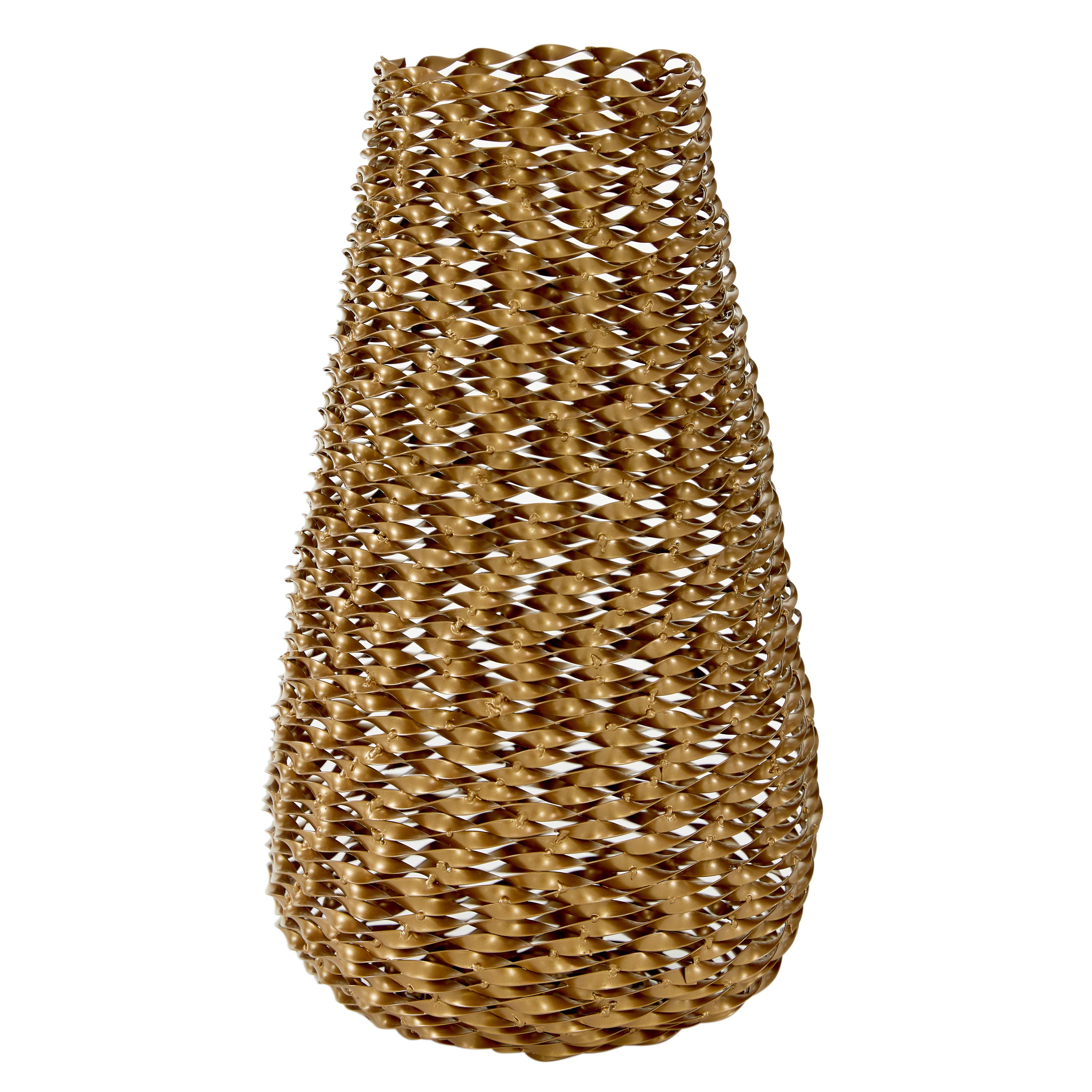 Gold Metal  Vase, 9" x 9" x 18"
