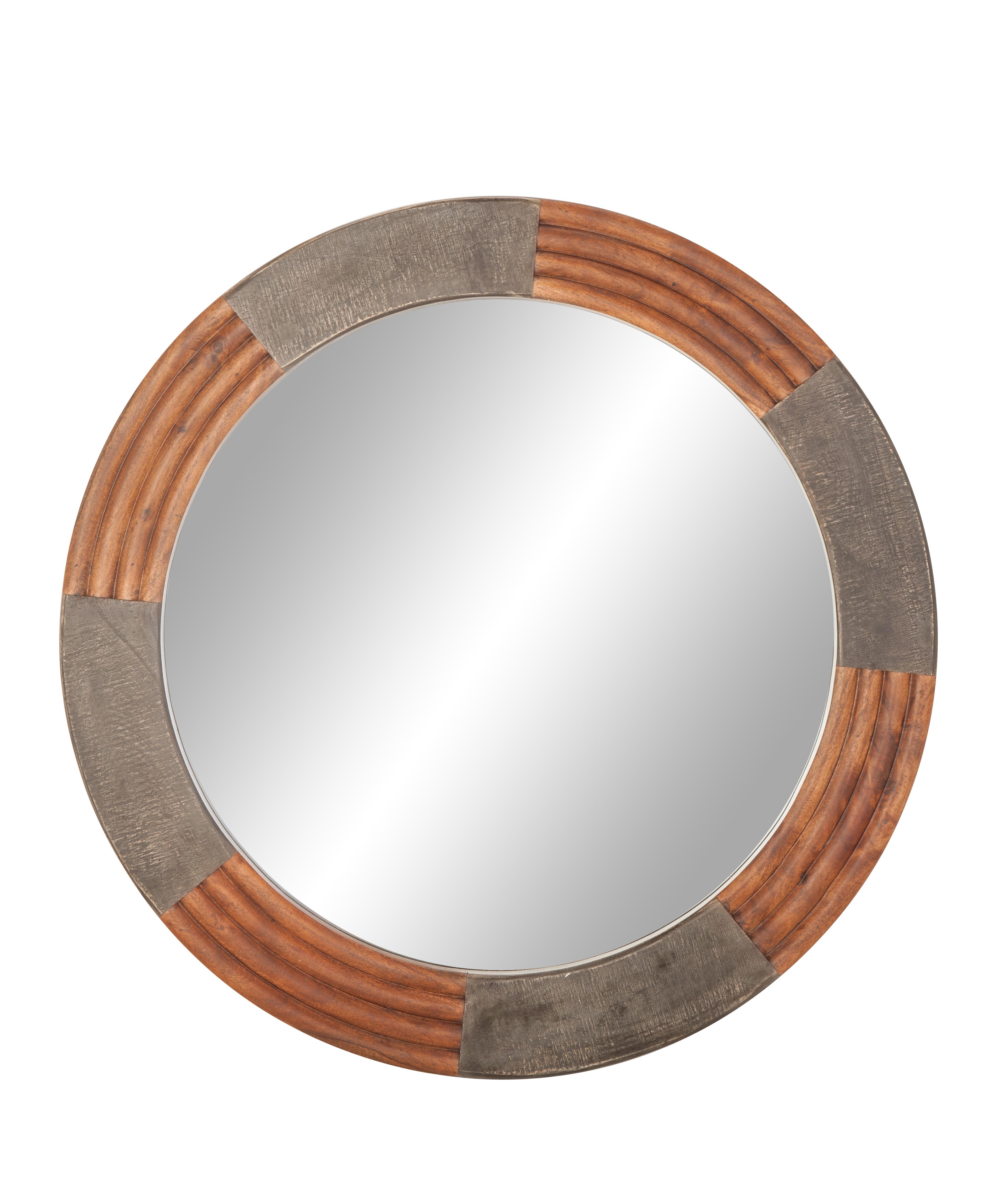 Gray Wood Natural Wall Mirror, 36" x 36" x 1"