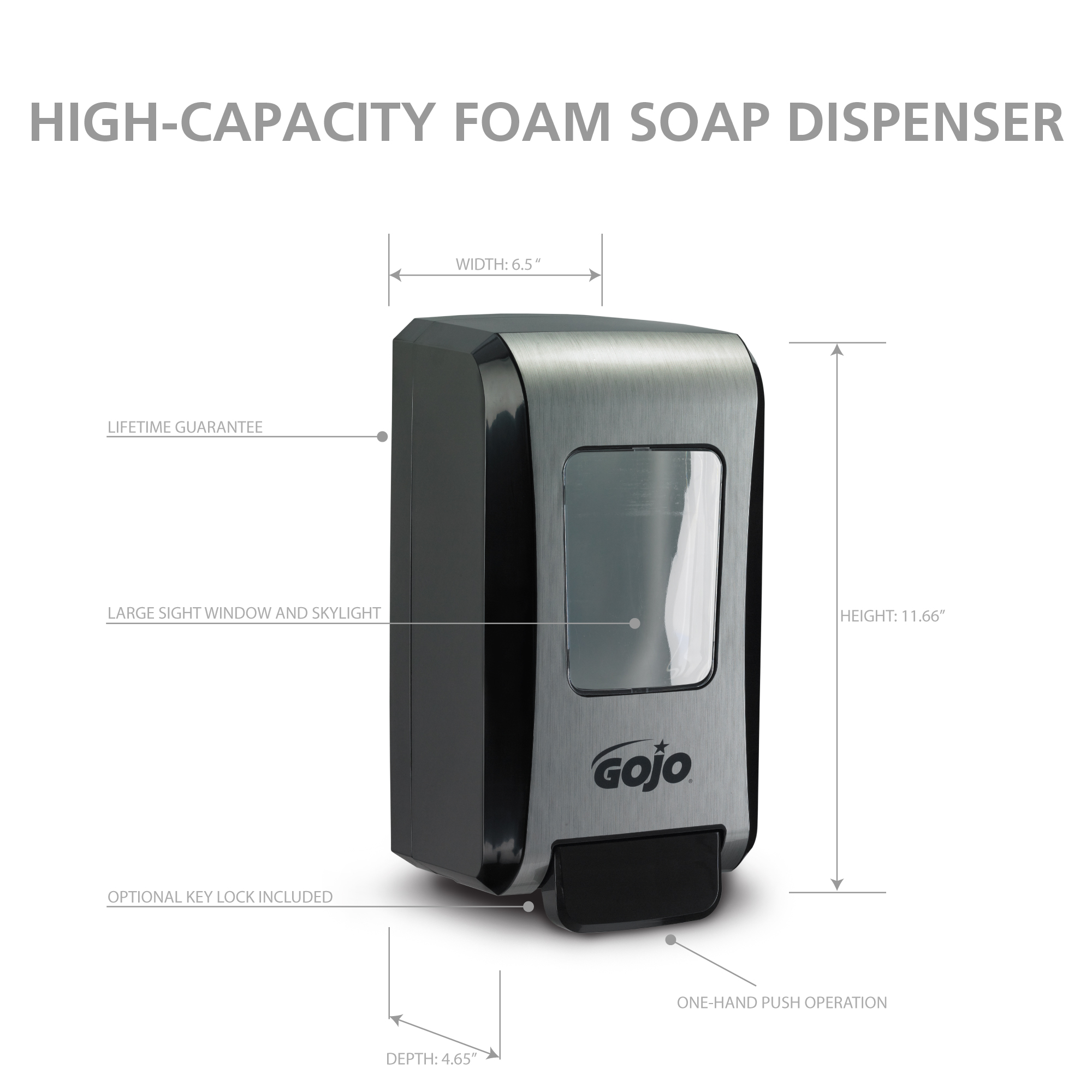 Picture of Fmx-20 Soap Dispenser, 2000 Ml, 6 1/2 X 4 7/10 X 11 7/10, Black/chrome, 6/carton