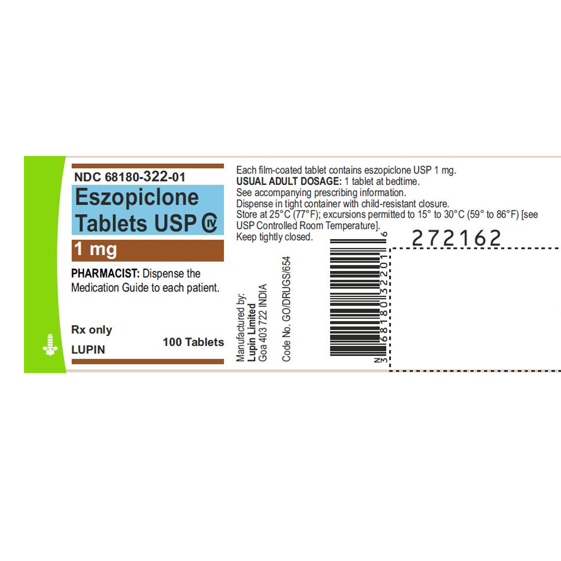 Eszopiclone 1mg Tablets