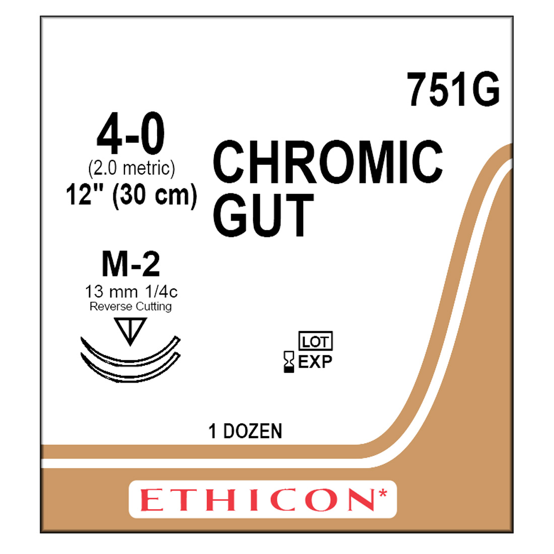 Chromic Gut Sutures 4-0,  M-2 , 12" , 12/Box