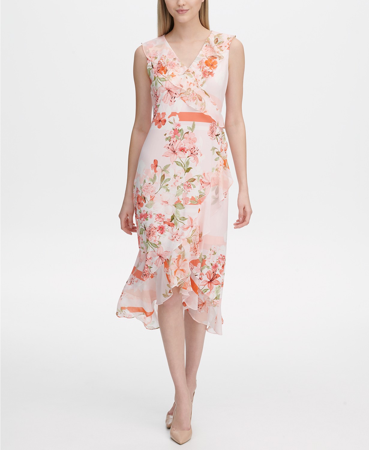 Calvin Klein Women S Floral Print A Line Dress Pink Size Xl 193623832964 Ebay