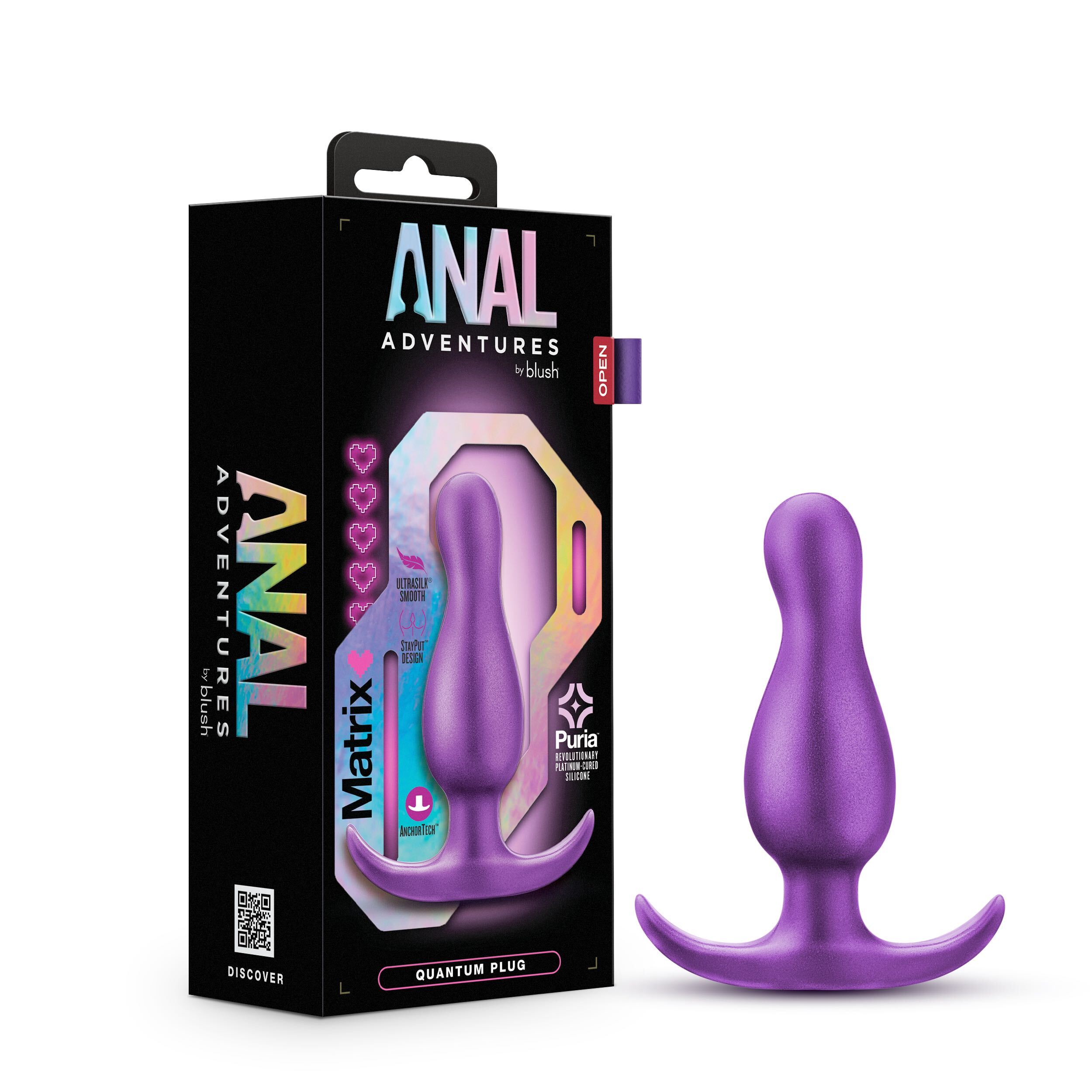 Blush Anal Adventures Matrix / The Quantum Plug: 3.5 inch Curved P Spot Butt Plug in Galactic Purple / With Stayput? Technology & AnchorTech? Base