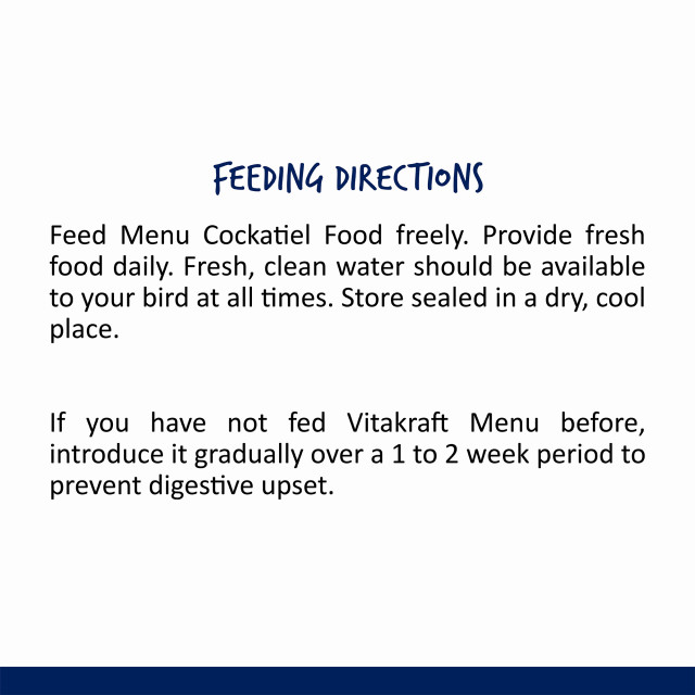 Nutrition-Image showing Menu Cockatiel