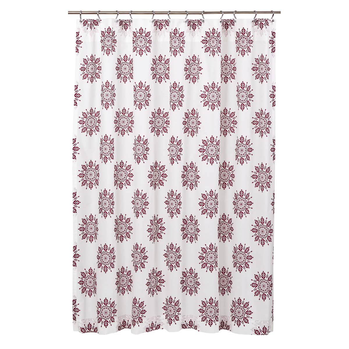VHC Coastal 100% Cotton Fabric Shower Curtain Bath Room White Floral 72 x 72 