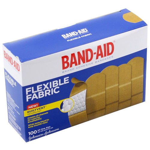 BAND-AID® Brand Adhesive Bandages, Flexible Fabric, 1" x 3" - 100/Box