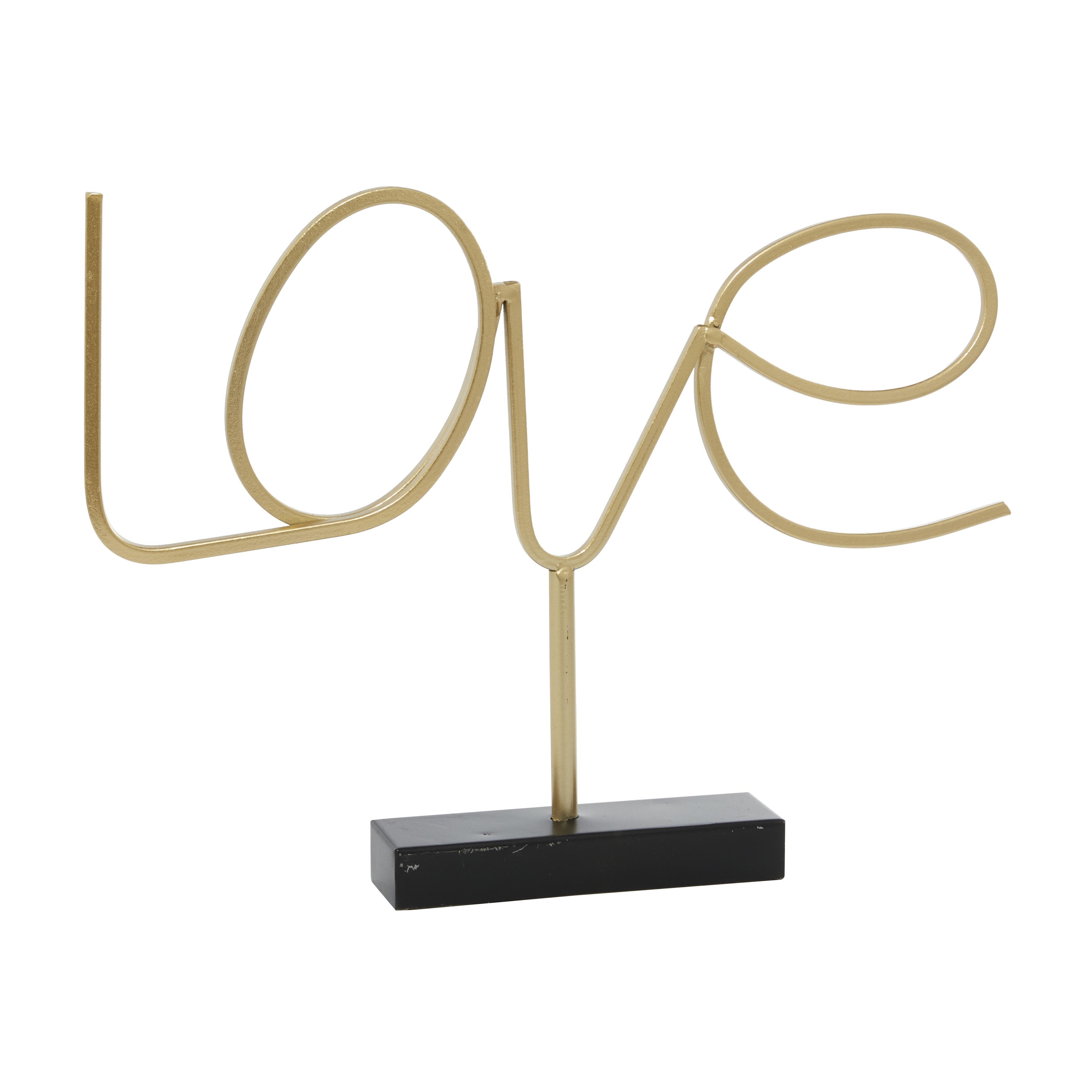 (4 PCS OF BOX ) The Novogratz Gold Metal Sign Love Home Decorative Sign, 18\" x 2\" x 13\"
