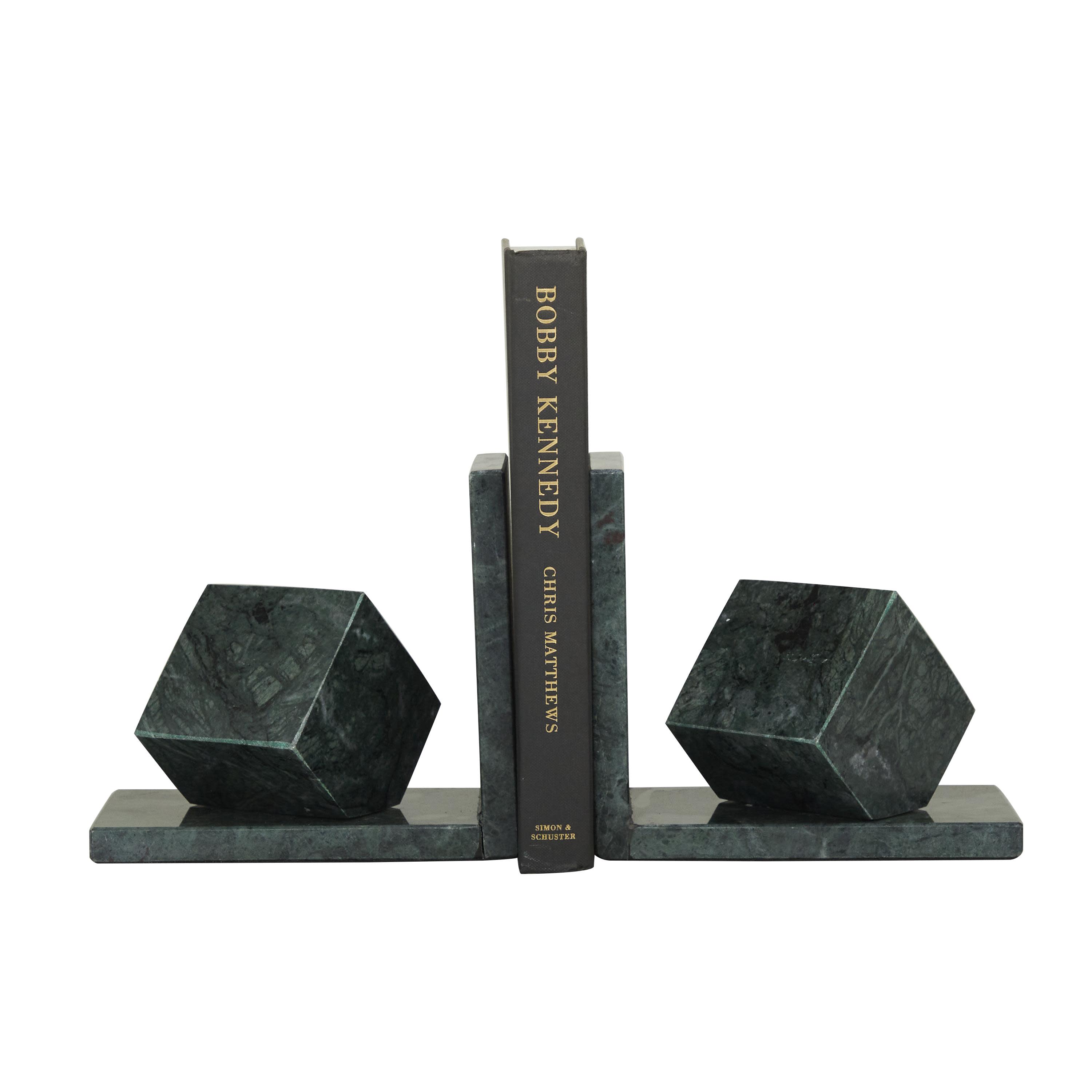 CosmoLiving by Cosmopolitan Green Marble  Orb 10 lbs Decorative Bookends, Set of 2 7"W, 6"H