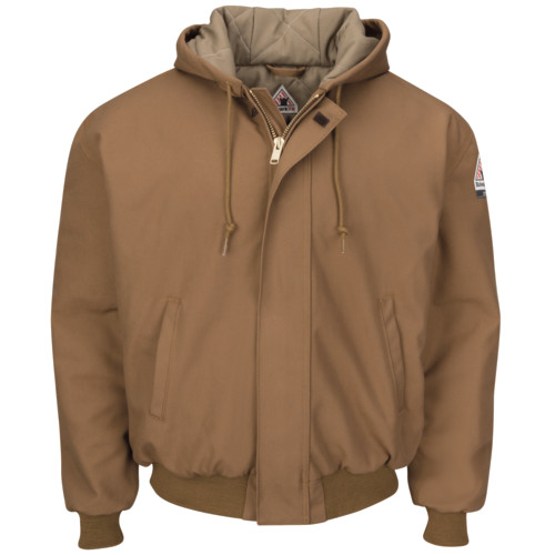 Men's Heavyweight FR Insulated Brown Duck Hooded Jacket