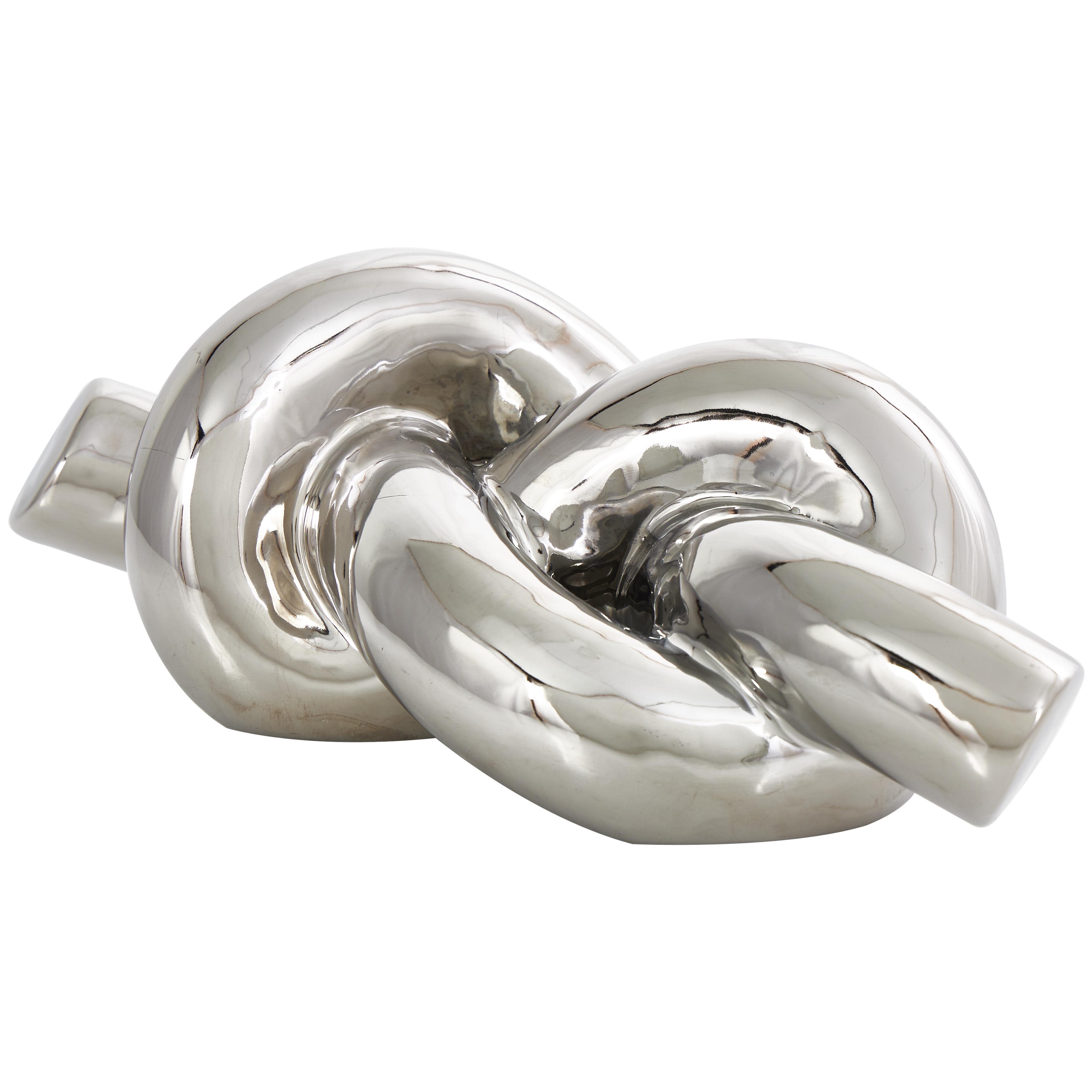 Silver Ceramic Knot Abstract Decorative Sculpture, 12\" x 6\" x 4\" (6) PCS