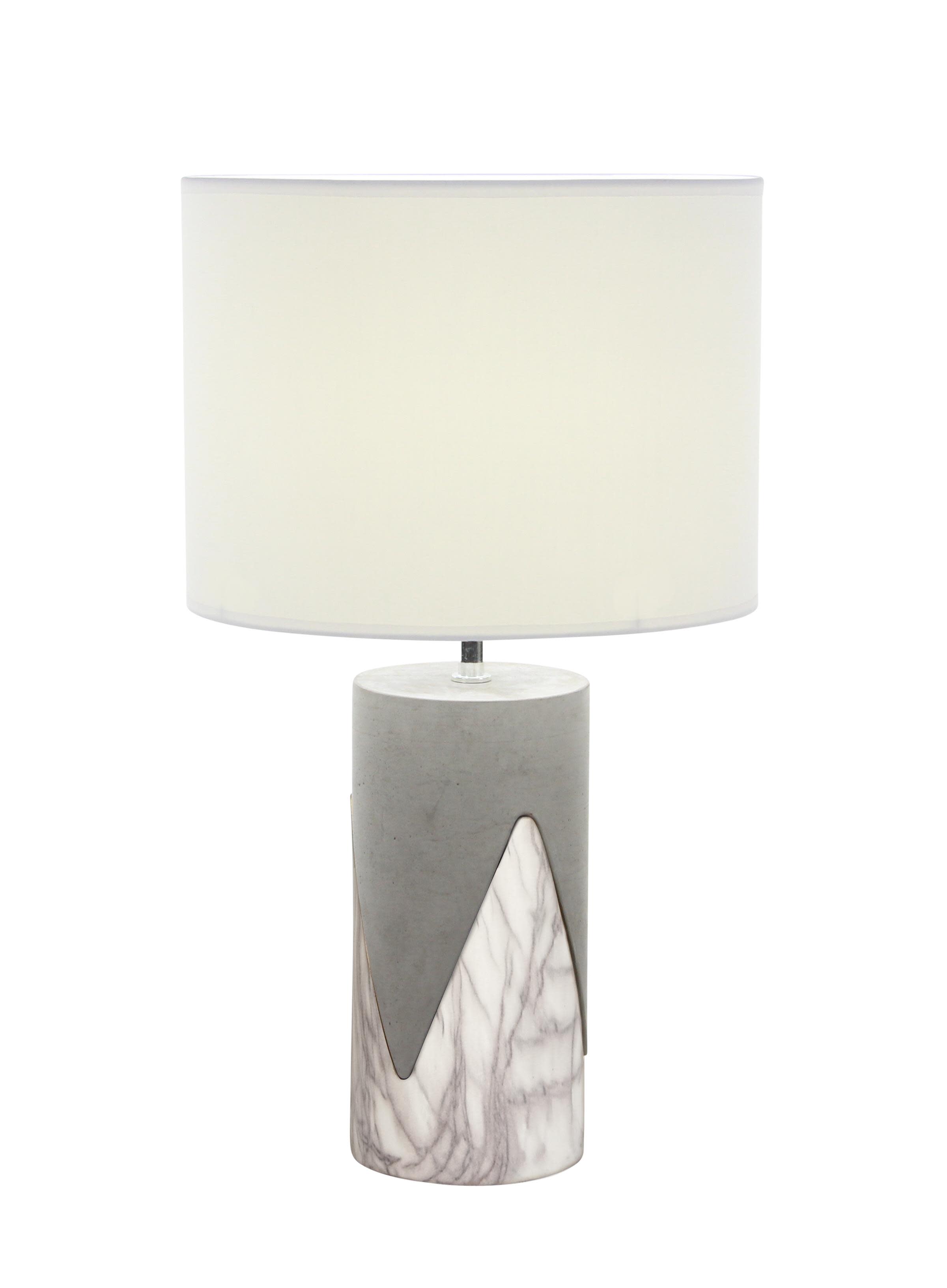 White Ceramic Industrial Table Lamp, Set of 2 24" x 13" x 13"