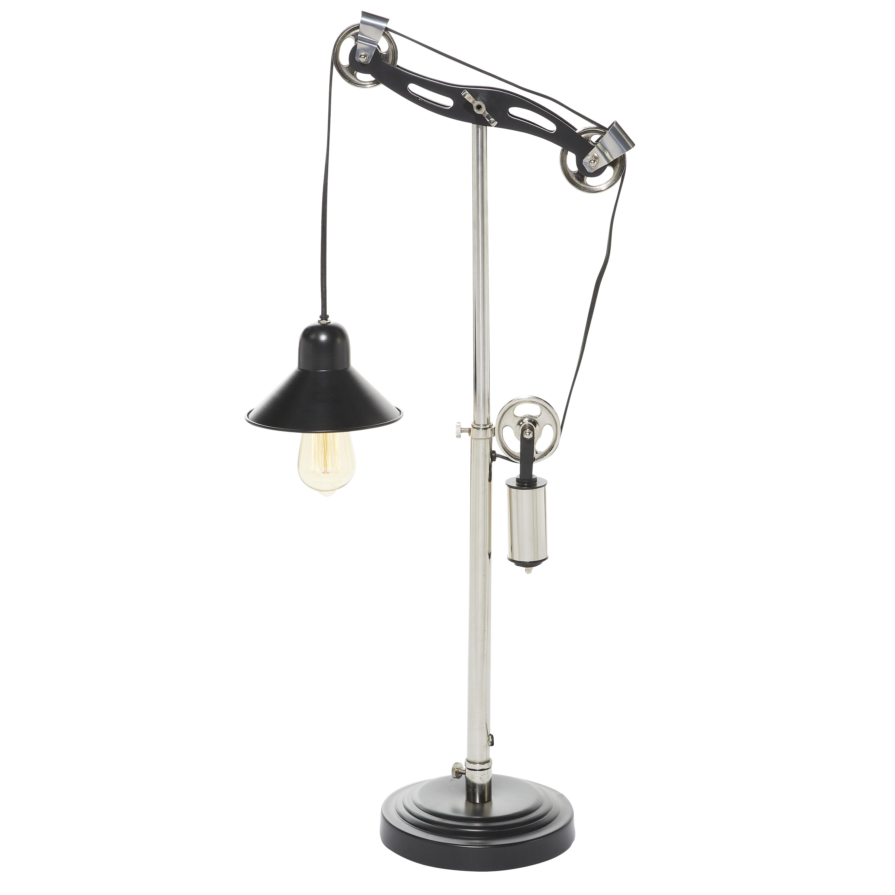 Black Metal  Room Desk Lamp, 17" x 8" x 34" ALUM WD TABLE LAMP 34"H