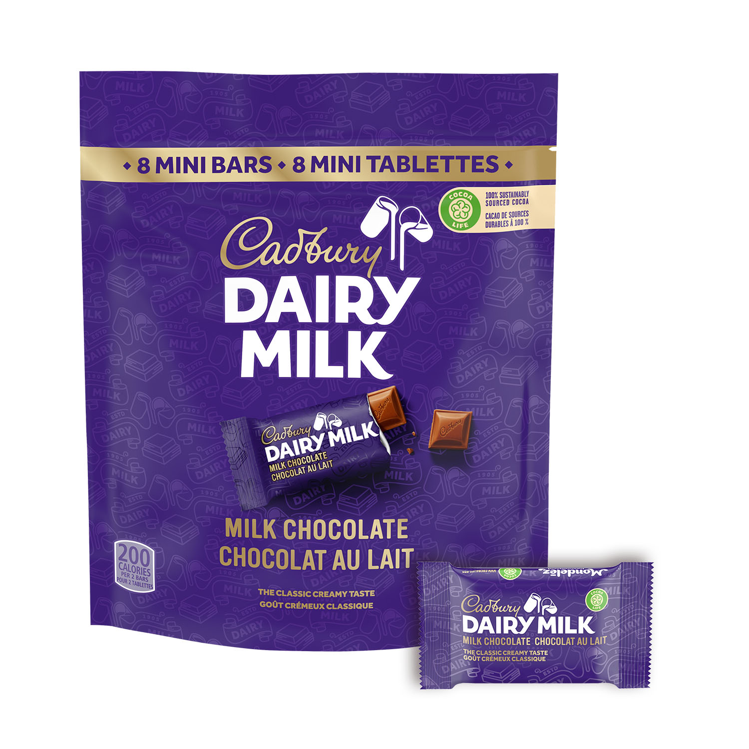 Cadbury Dairy Milk Chocolat au lait, Mini tablettes, 8 unités, 152 g-0