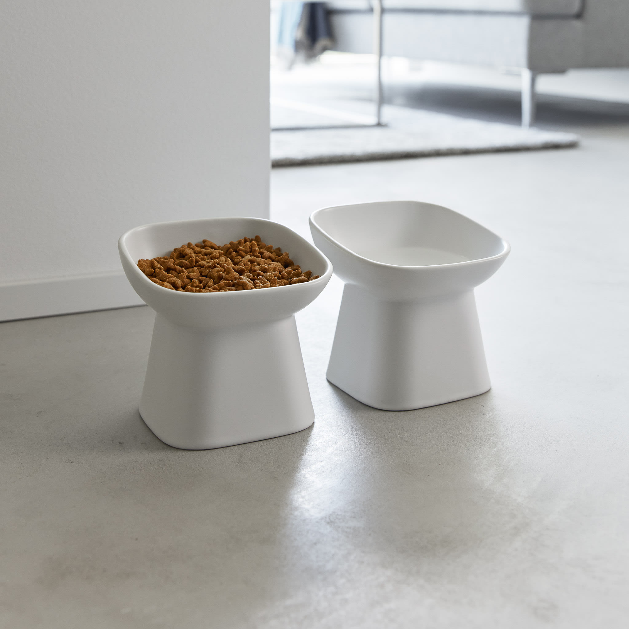 Angled Ceramic Pet Food Bowl : Multifunctional