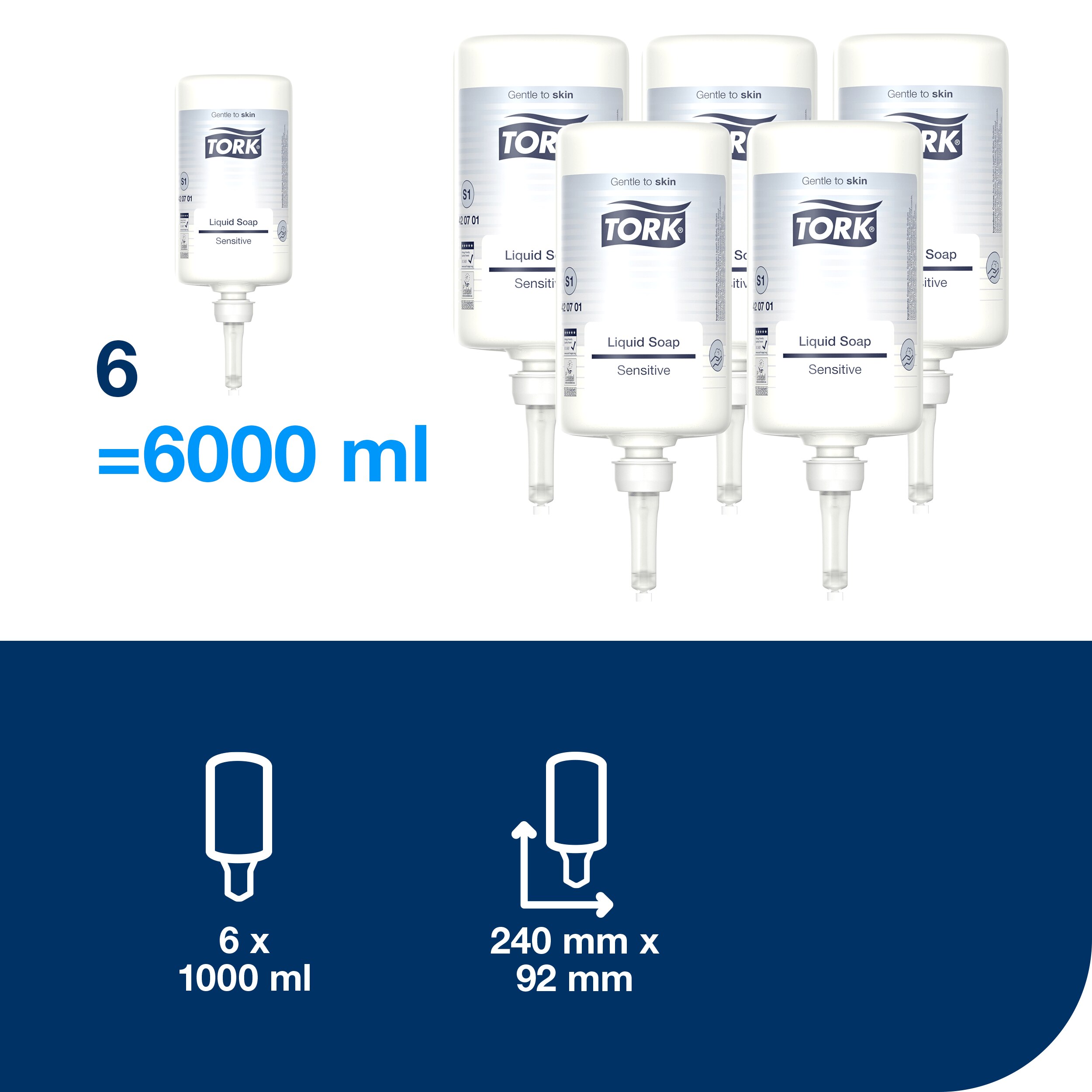 Håndsæbe, Flydende, Refill, 1000 ml, Tork Extra mild S1