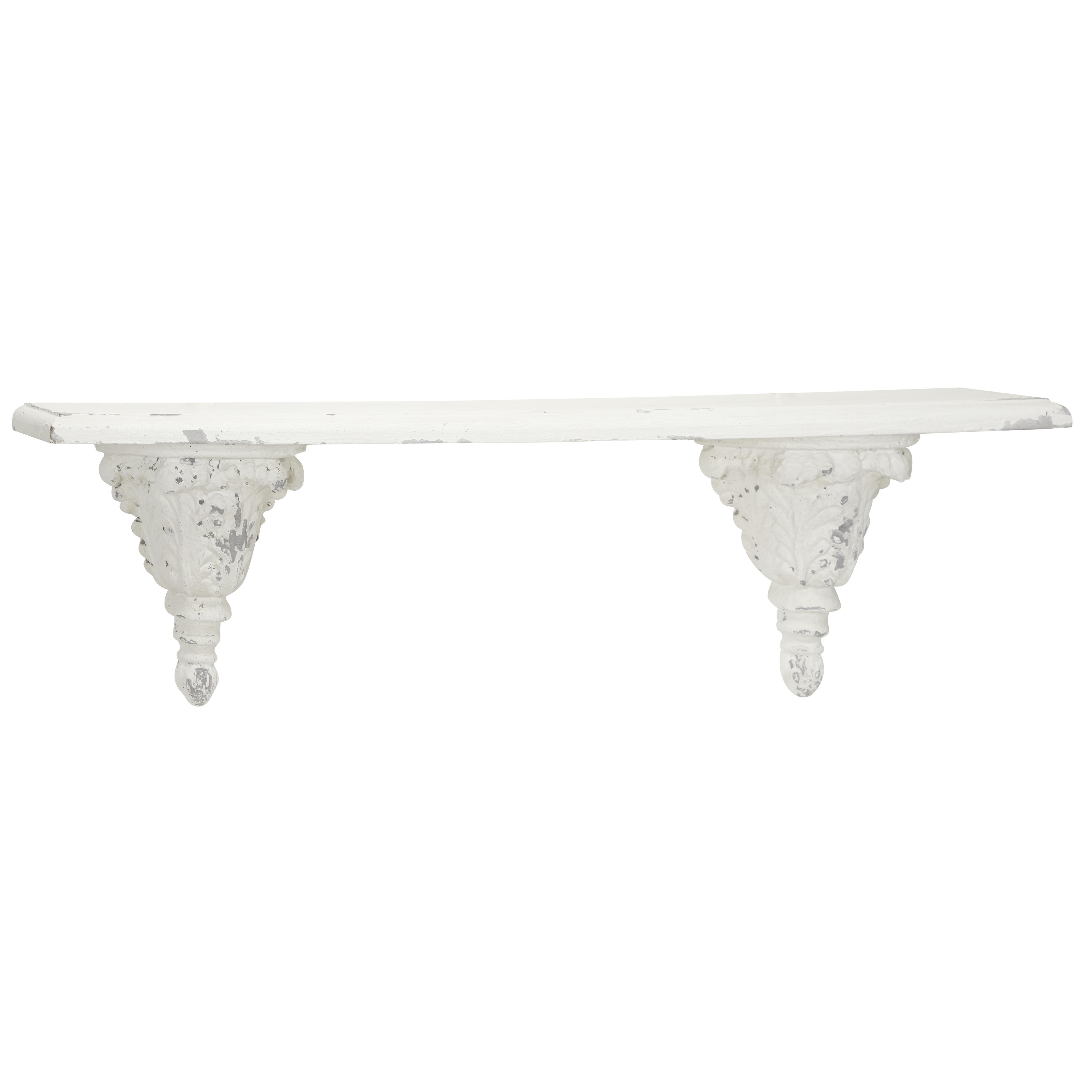 White Wood  Wall Shelf, 39" x 6" x 11"