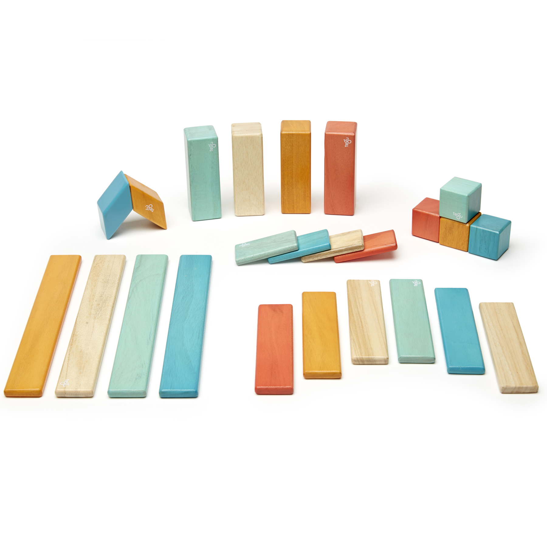 Tegu Magnetic Wooden Blocks, 24-Piece Set, Sunset