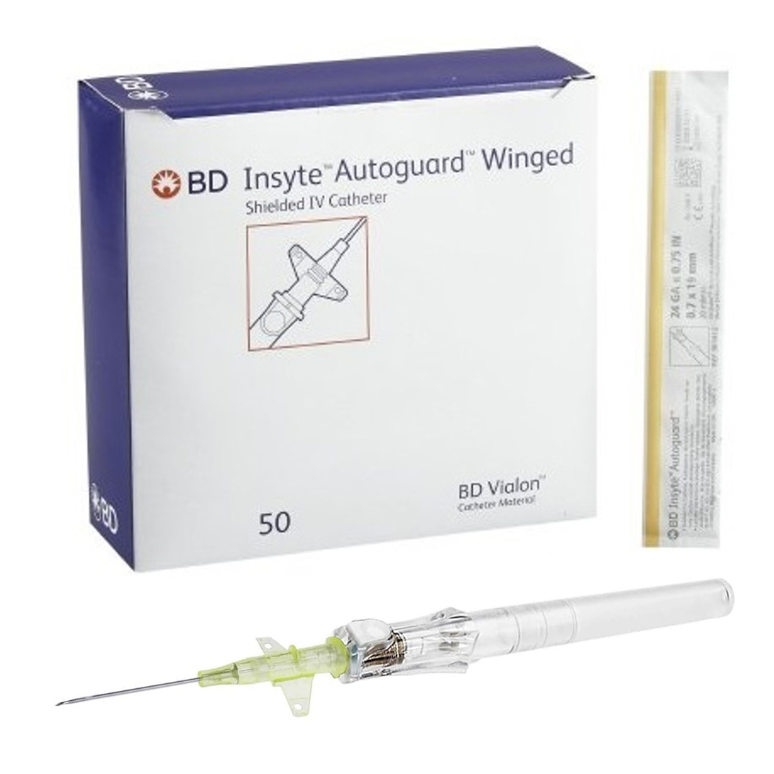 Insyte™ AutoGuard™ IV Catheter Shielded 24G x 3/4" Winged - 50/Box