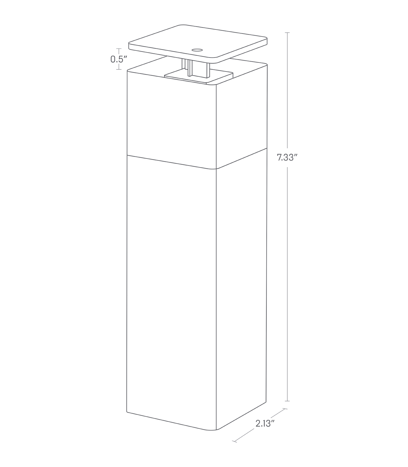 Dimension Image for Push Soap Dispenser on a white background showing height of 7.33",